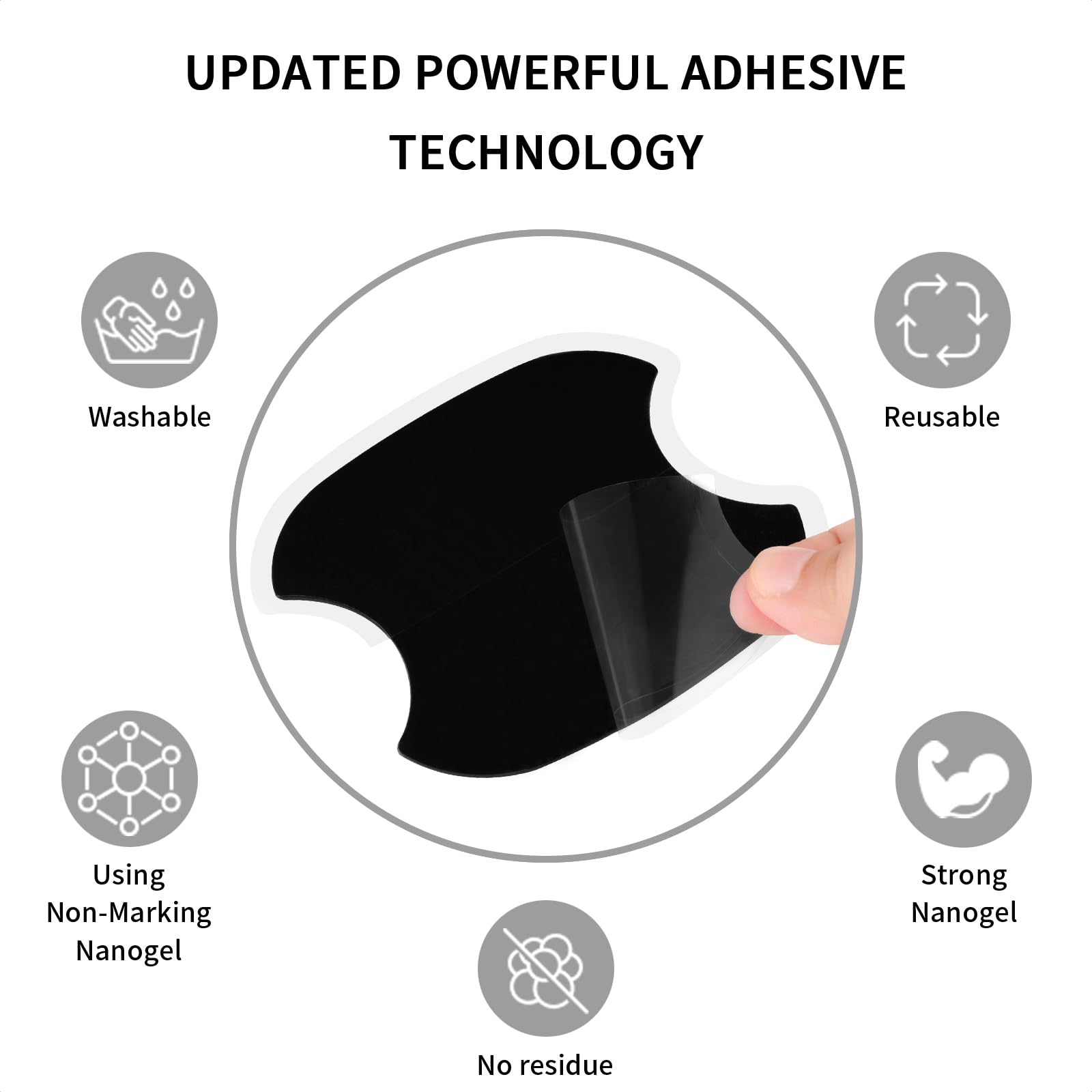 TANGSEN 4Pcs Universal 3D Carbon Fiber Texture Automotive Door Cup Handle Recess Paint Protector Cover Scratch Non-Marking Black