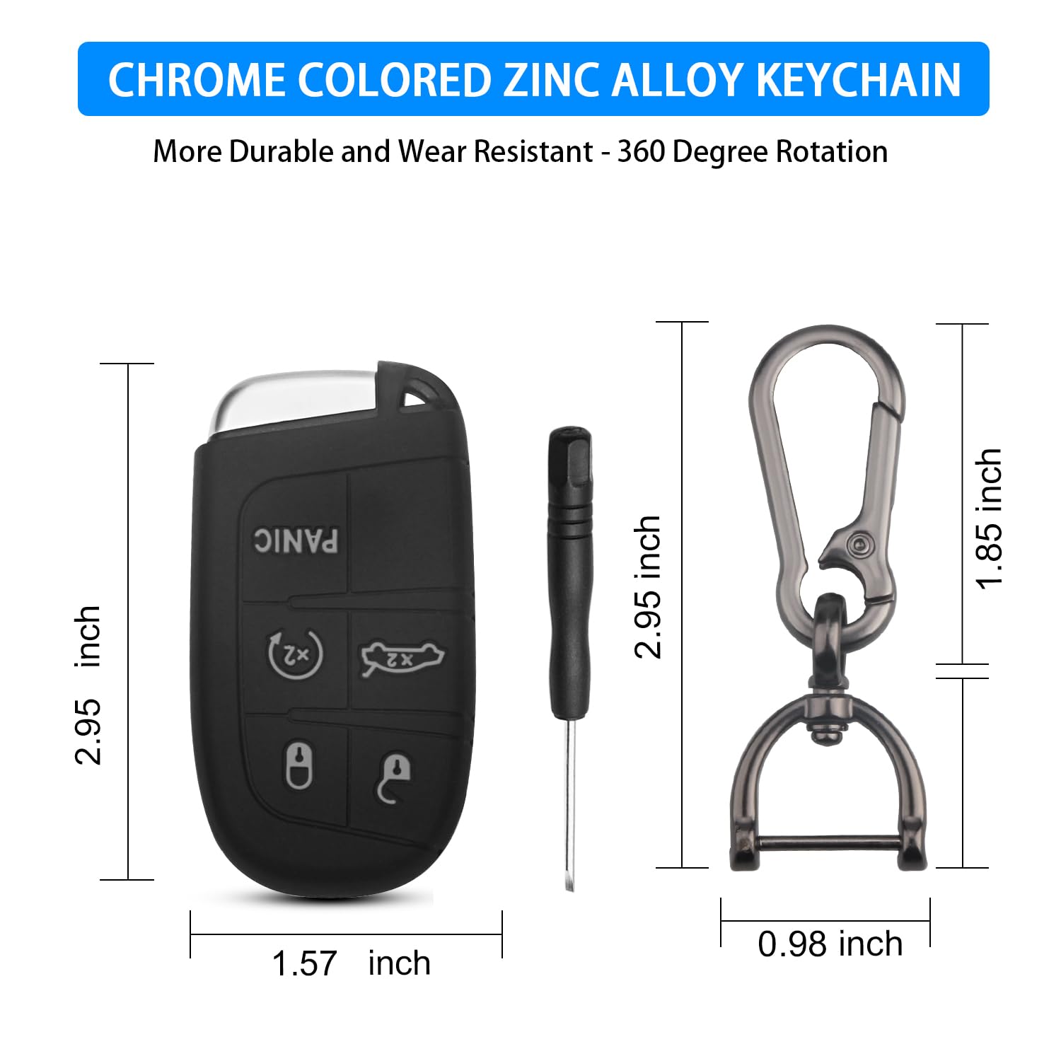 Qbuc For Dodge Key Fob 5 Button Key Fob Case Silicone Remote Key Case For Dodge For Jeep Grand Cherokee Key Fob Cover (Black Gre