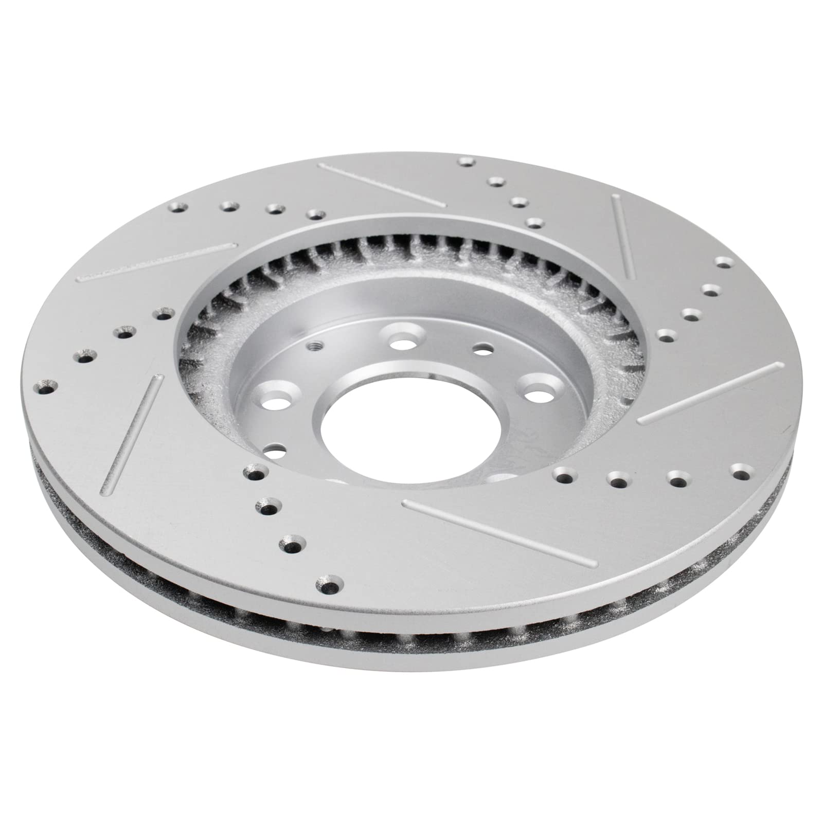 Trq Front Performance Brake Rotors Set Premium G-Coated Cross Drilled & Slotted Compatible With 2007-2012 Mazda Cx-7