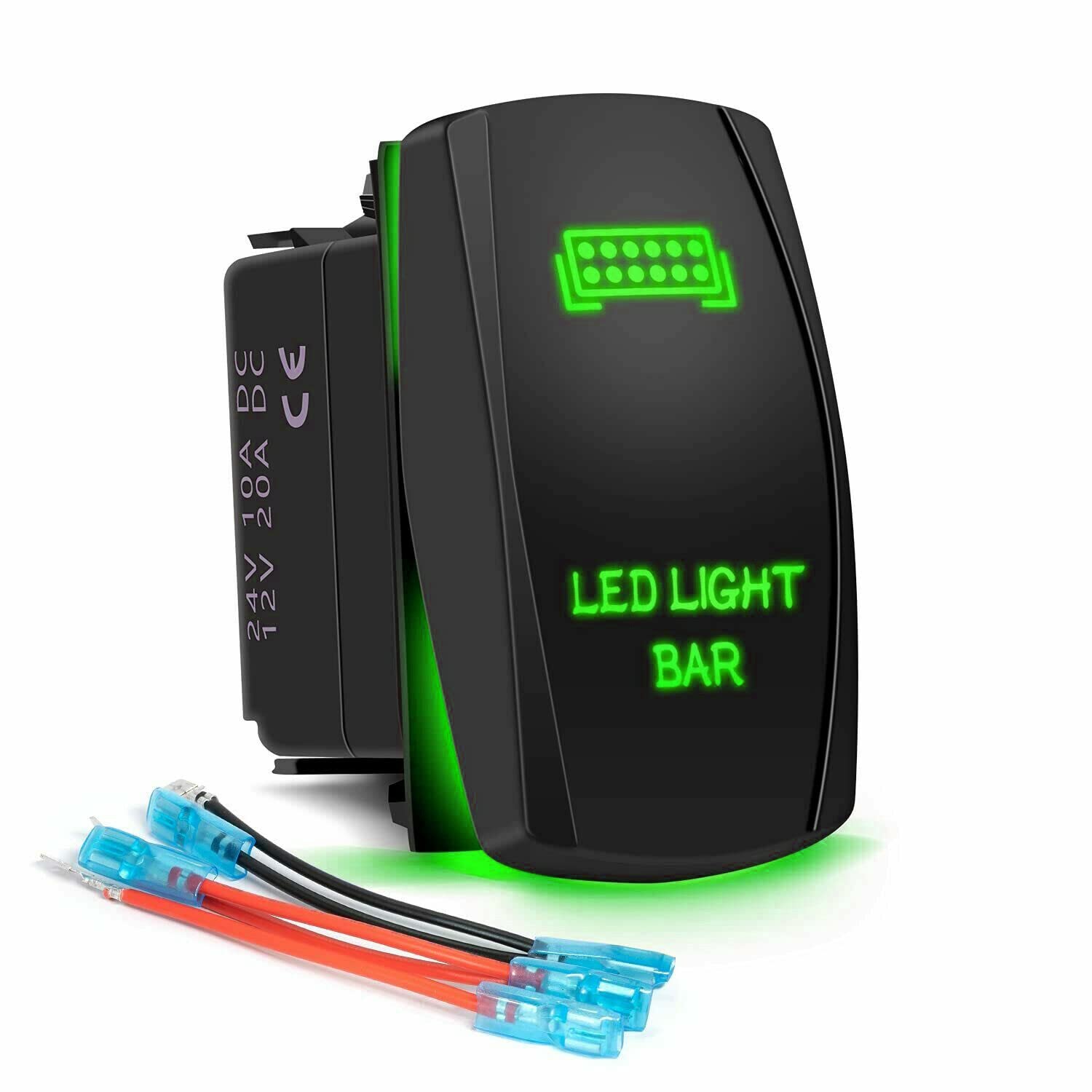 Green Led Light Bar + Rear Lights Toggle Rocker Switches Compatible For Car Truck Atv Utv Polaris Ranger Rzr Turbo Can Am Comman