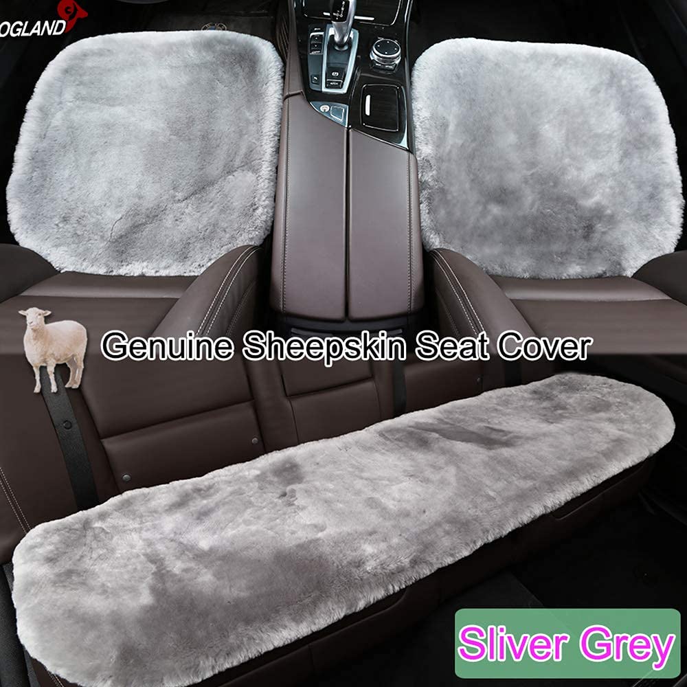 Ogland 20 Inchs Fluffy Shearling Sheepskin Car Seat Cover For Auto Interior Accessories With Soft Fuzzy Wool Eco-Friendly Natura