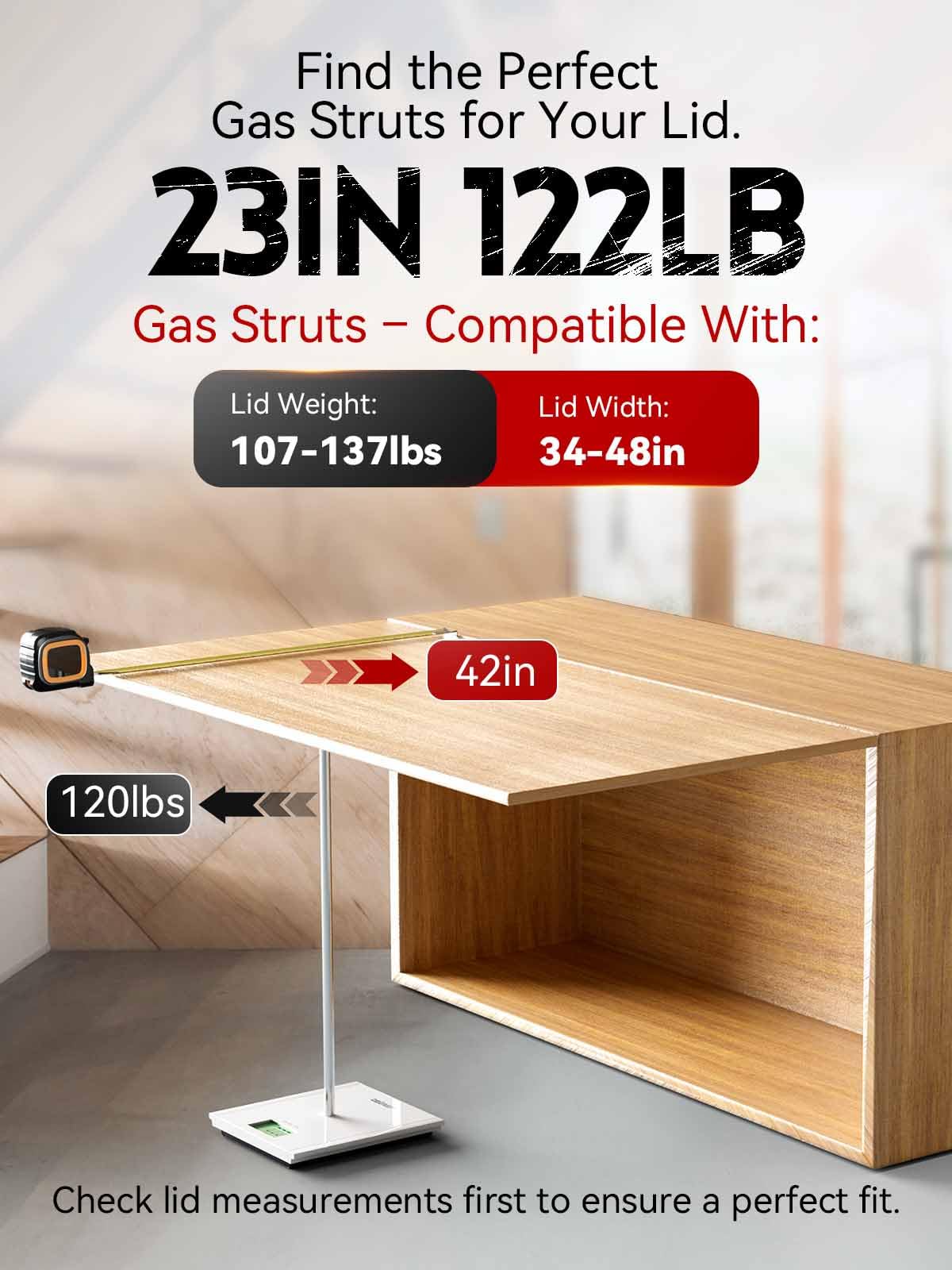 Vepagoo 23 Inch 122Lb/543N Gas Struts Shock With Mounting Brackets, Lift Supports For Rv Bed Storage Trailer Basement Door Box C