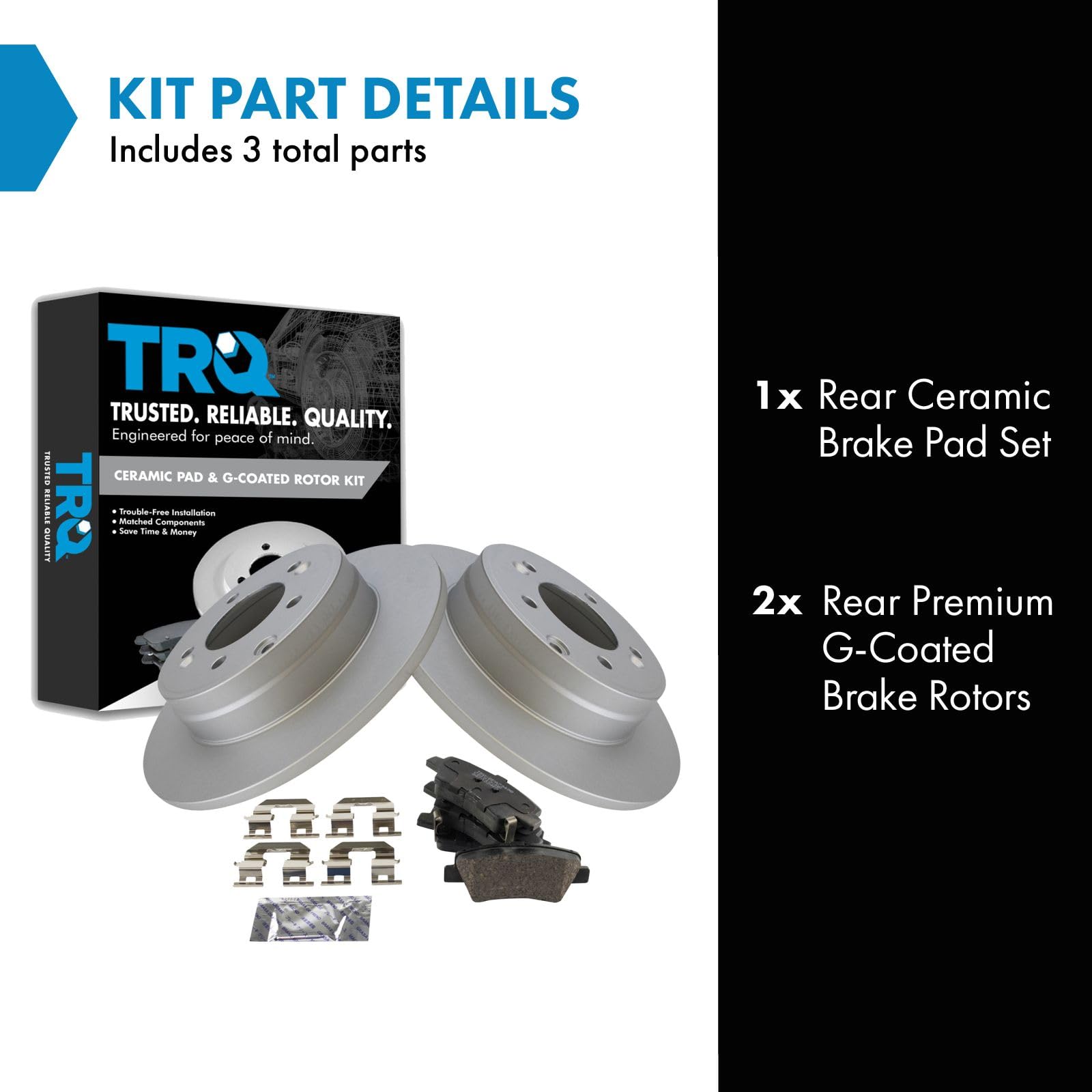 Trq Brake Pad & Rotor Kit Brake Pads Brake Rotor Ceramic Premium G-Coated Compatible With 2016-2019 Hyundai Sonata 2016-2018 Kia