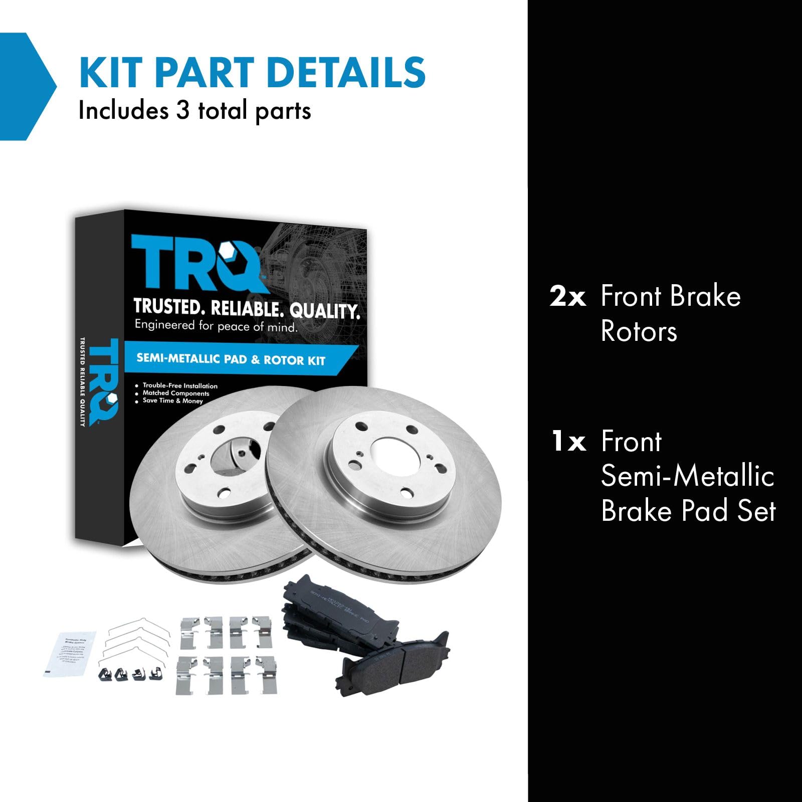 Trq Front Brake Pad & Rotor Kit Brake Pads Brake Rotor Semi-Metallic Compatible With 2013-2018 Lexus Es300H 2007-2018 Es350 2008