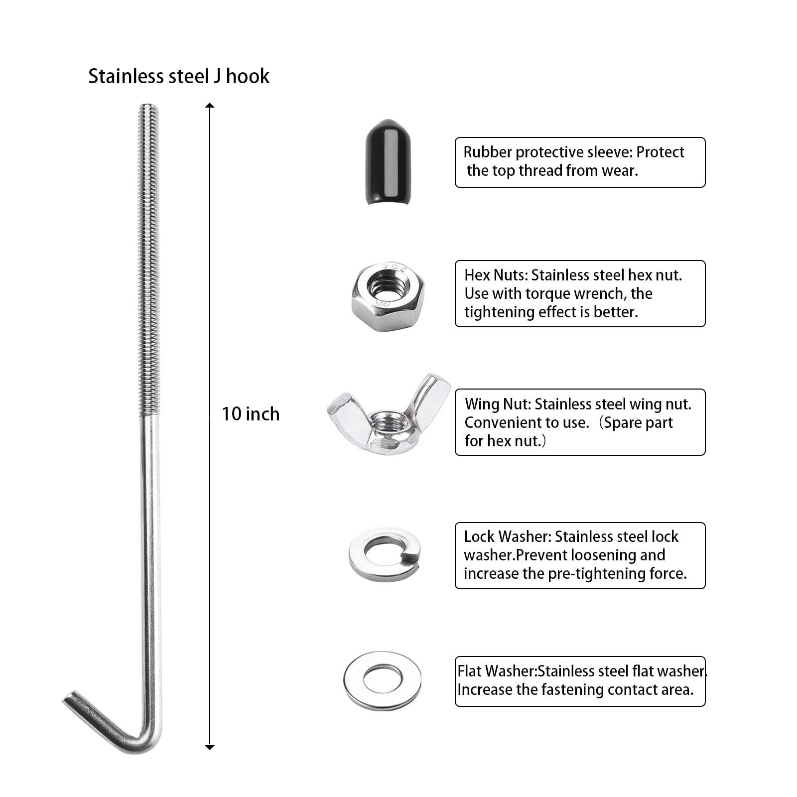 Aronova Battery Hold Down Sets,With Billet Aluminum Battery Tie Down Bracket And 18-8(304) Stainless Steel J Bolts (Silver, 10 I