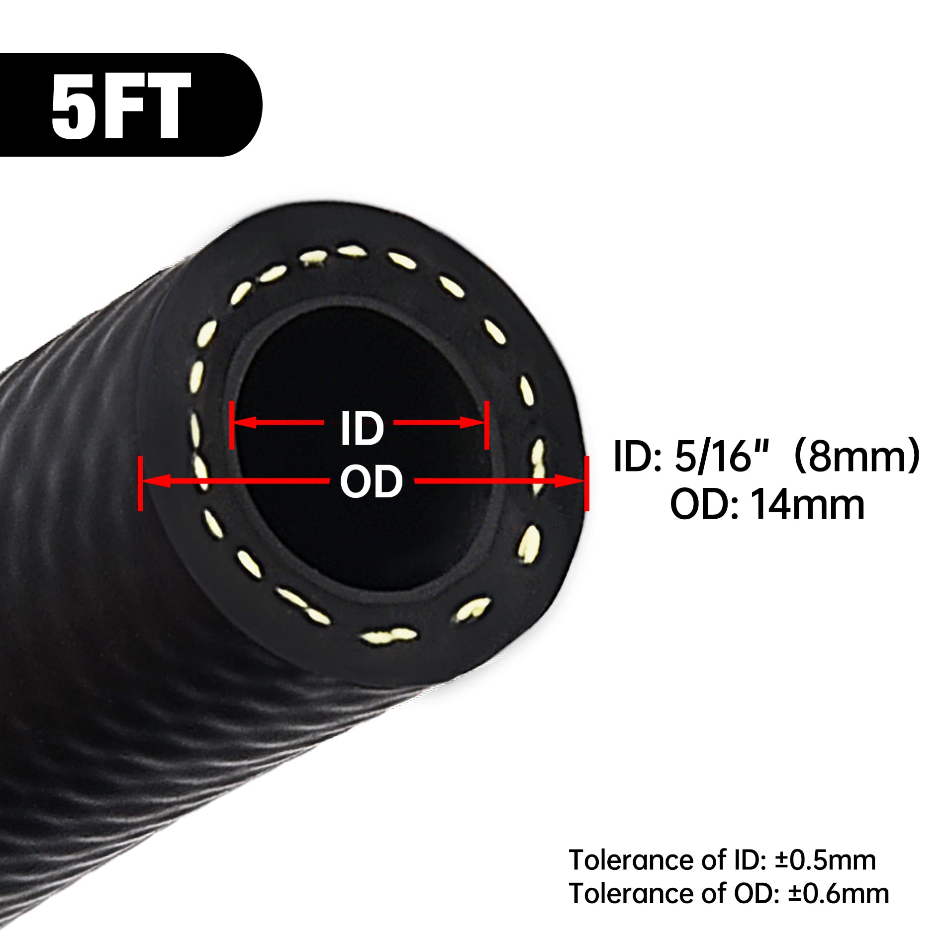 Evil Energy 5/16'' Submersible Fuel Hose E85 In Tank Line Sae 30R10 For Automotive Fuel Systems 5Ft 300Psi