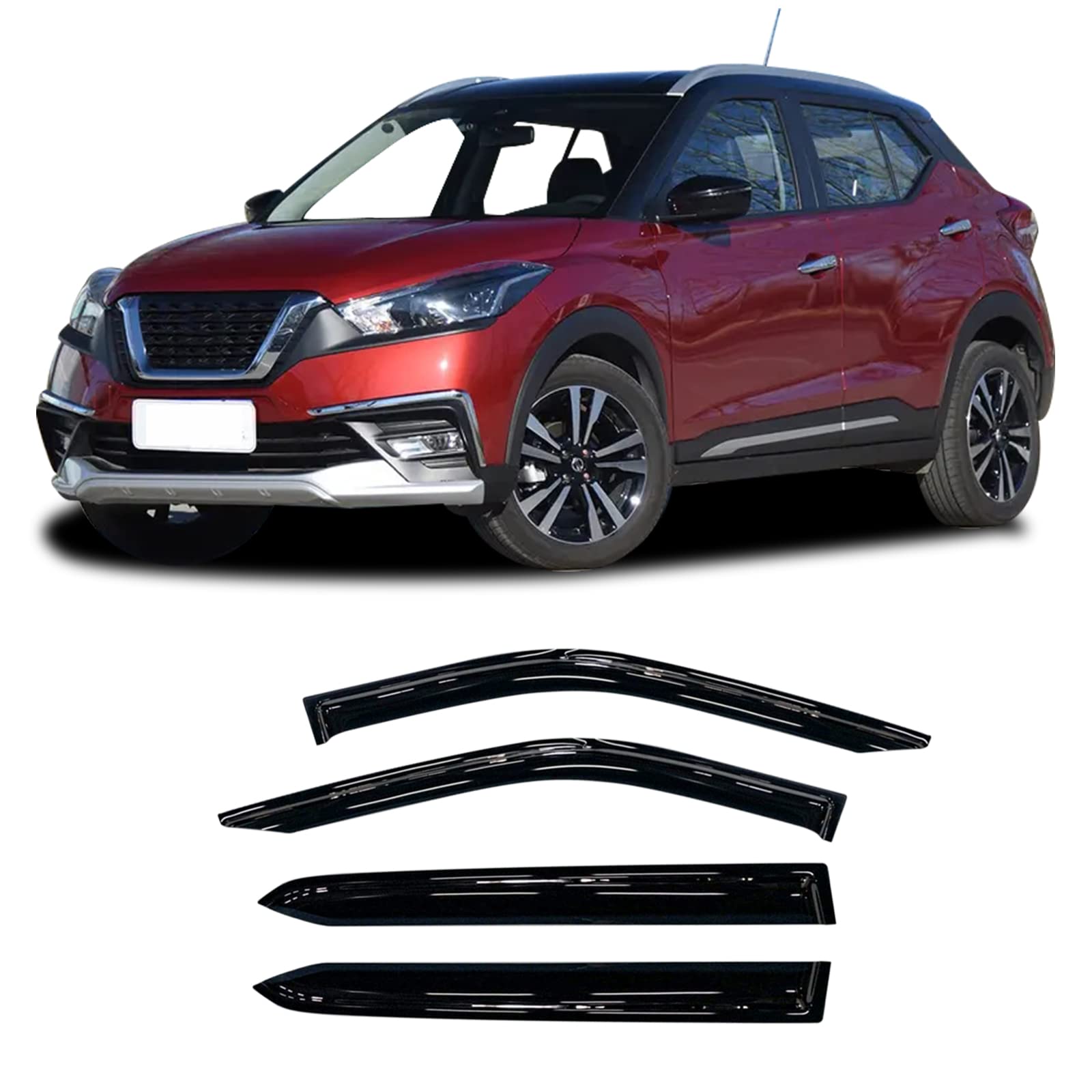 Zzdsnj Tape-On Windows Visor 4-Piece For 2018-2022 Nissan Kicks Rain Guards Shield Shade Smoke 2018 Kic