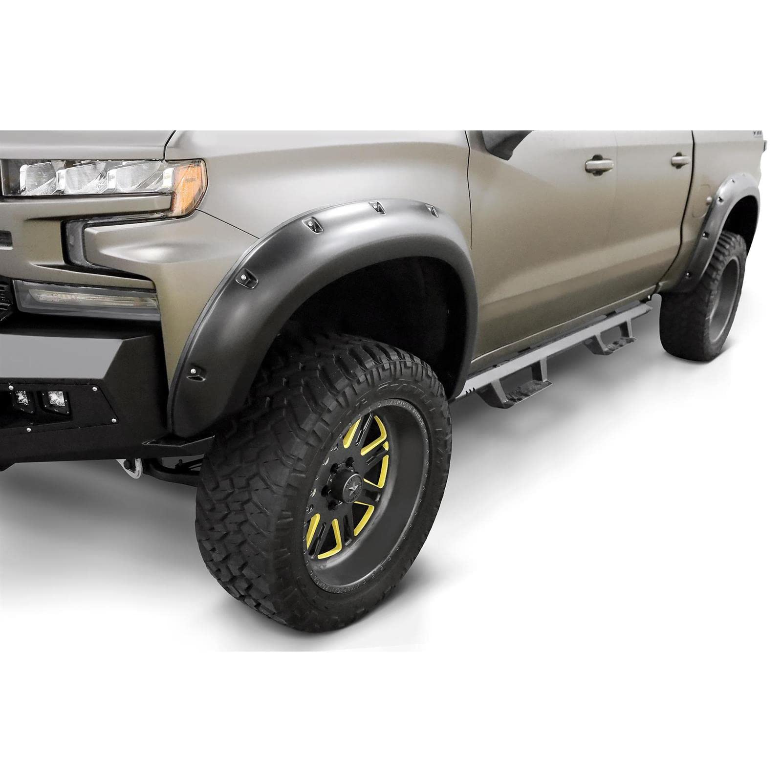 Lund 19-22 Gm Silverado/Sierra Rx-Flat Smooth Elite Series Fender Flares W/Black Bolts - Black 4Pc