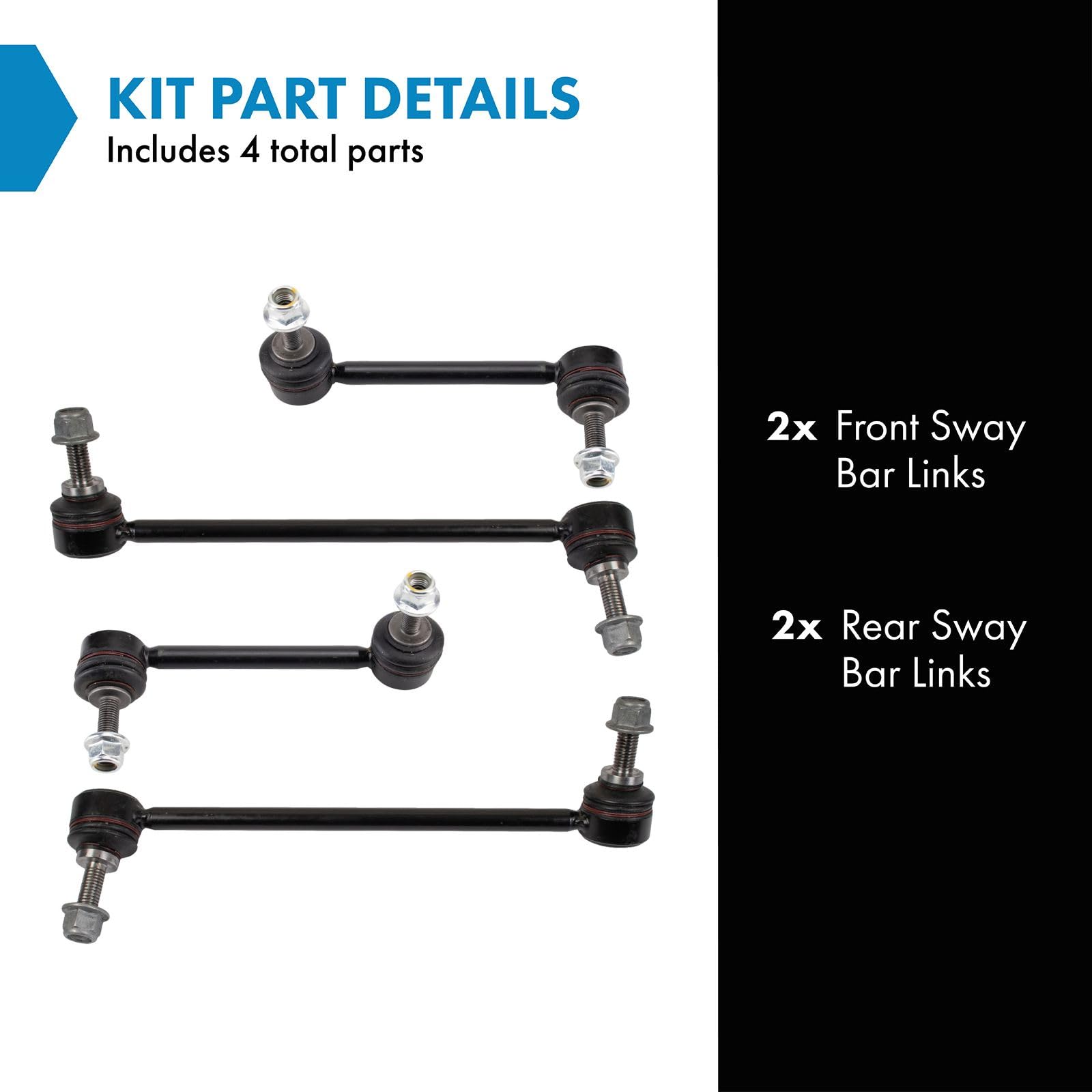 Trq Front & Rear Sway Bar Stabilizer Link Set Compatible With 2017-2023 Tesla 3 2020-2023 Y