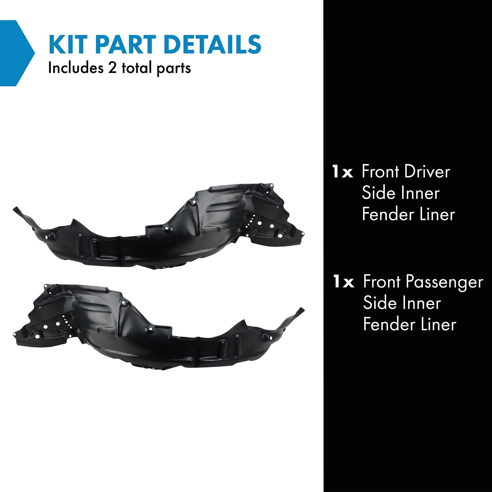 Trq Front Inner Fender Liner Set Compatible With 2011-2015 Scion Xb Sc1248109 Sc1249109