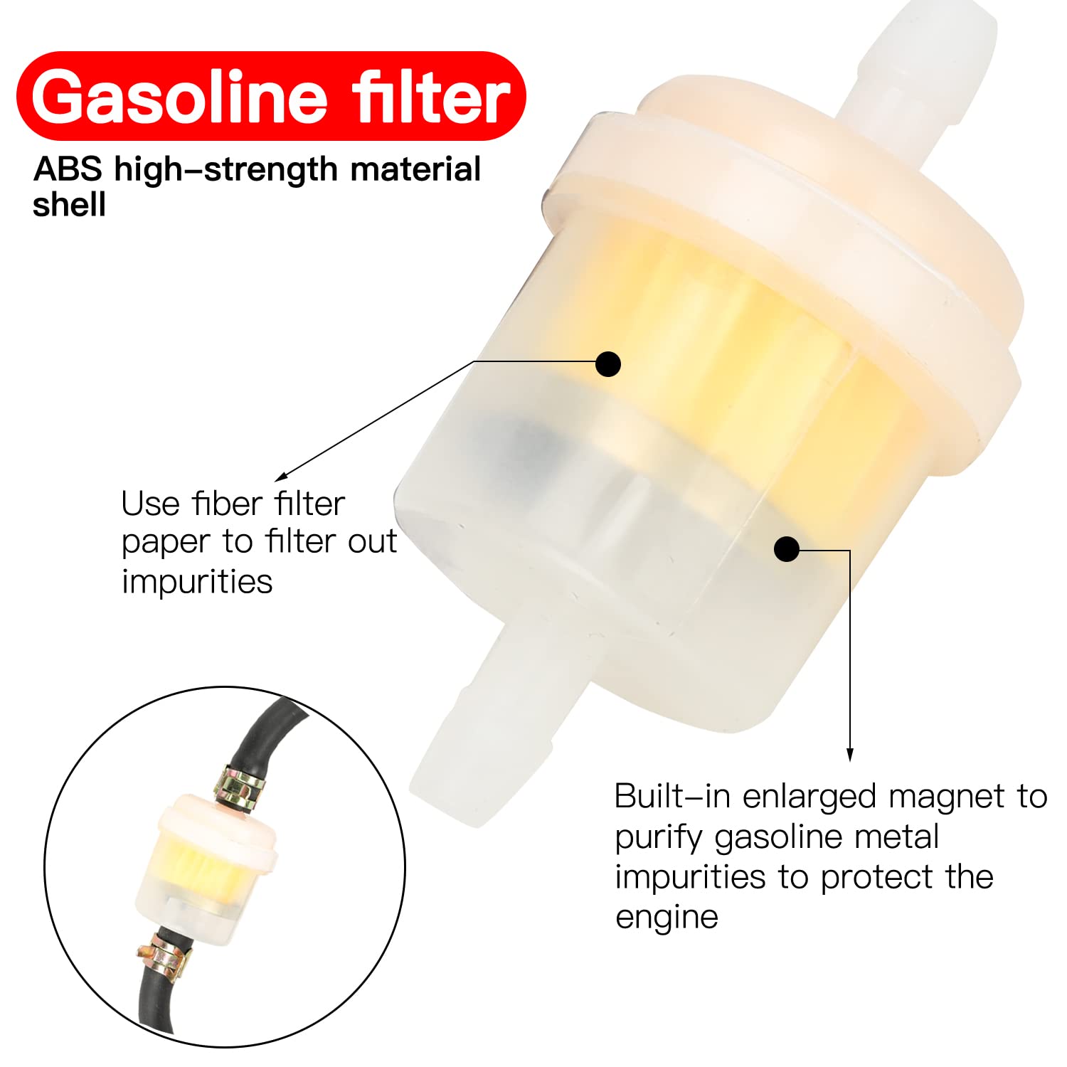 Grehua Dirt Bike Gas Line With Filter Compatible With Gy6 50Cc 90Cc 110Cc 150Cc 139Qmb 157Qmj Taotao Ssr Trailmaster 150 Xrs Go Kart Atv Motorcycle Pitbike Scooter Moped Quad Buggy Parts Black