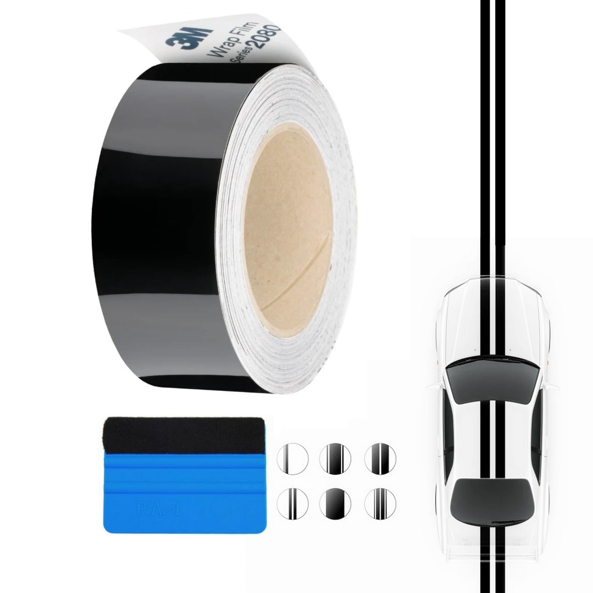 3M Black Vinyl Wrap Film Series 2080 1080 Kit for Black Gloss Out Chrome Delete Window Trim Door Trim Free Tool Kit (Gloss Black