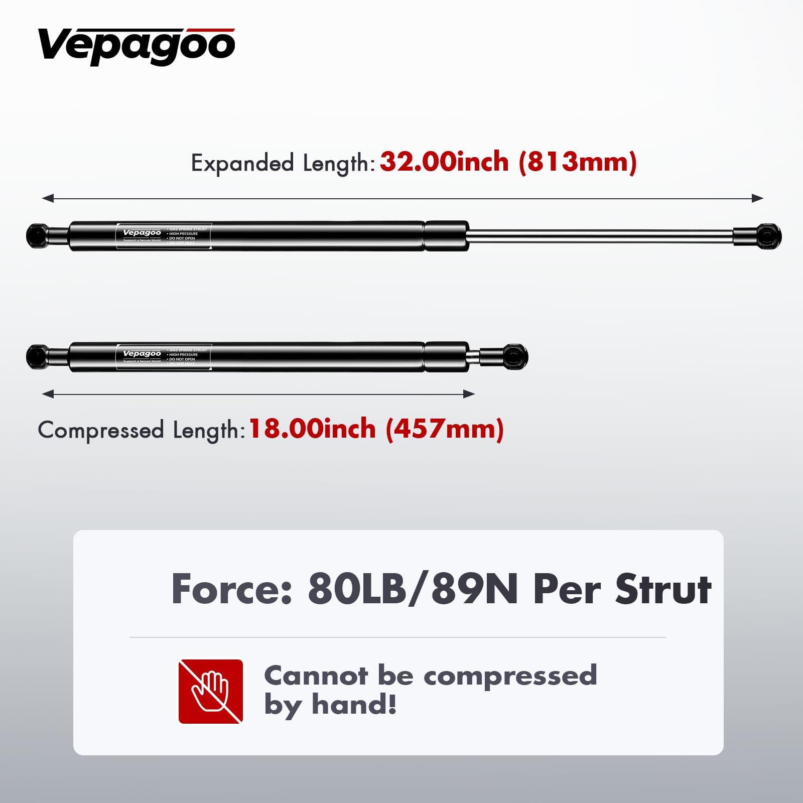 Vepagoo 32Inch 80Lb/356N Gas Shock Strut Spring Lift Support For Tonneau Cover Truck Pickup Bed Rv Door Replacement Sturt T320M8