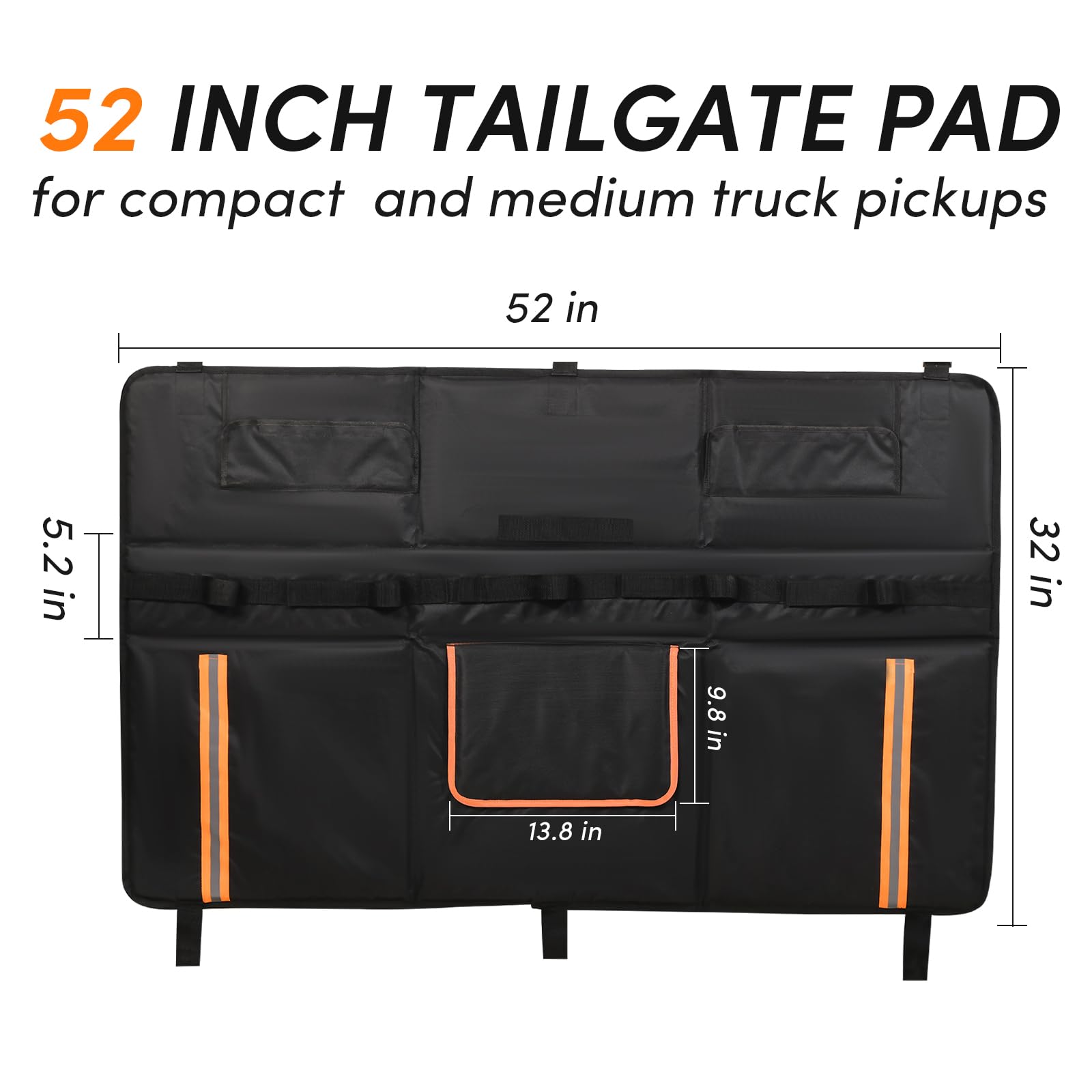 Oulisen Tailgate Pad for Mountain Bike Truck Tailgate Pad with Tool Pocket, Bike Tailgate Protection Pad for Trucks, 52 Inch Tai