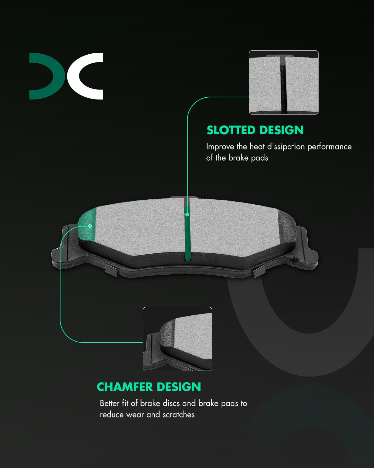 Scitoo D750 Rear Semi-Metal Brake Pads Sets Fit For Chevrolet Camaro 1998-2002,For Pontiac Firebird 1998-2002
