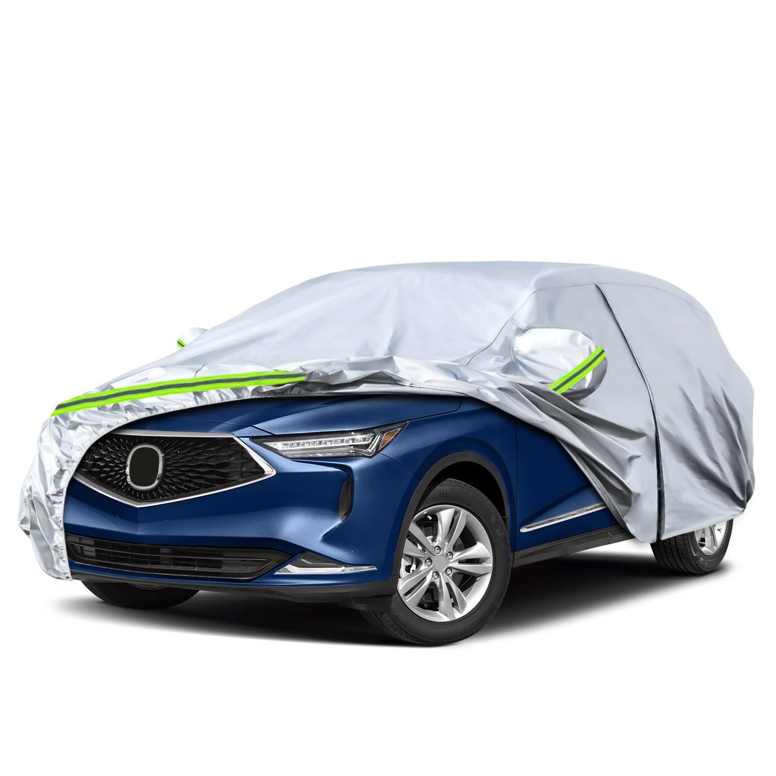 Waterproof Car Covers Replace For 2001-2024 Acura Mdx, 6 Layers Silver All Weather Car Cover With Zipper Door & Windproof Bands
