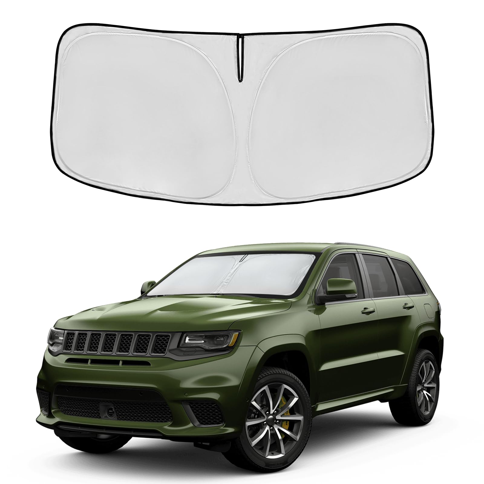 Windshield Sun Shade For Jeep Cherokee 2014-2023 Accessories 4-Layer 240T Front Window Shade Custom Fit Cherokee Sun Visor Folda