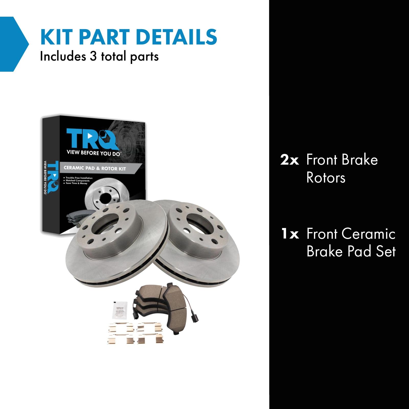 Trq Front Brake Pad & Rotor Kit Brake Pads Brake Rotor Ceramic Compatible With 2014-2021 Ram Promaster 1500 Promaster 2500 Proma