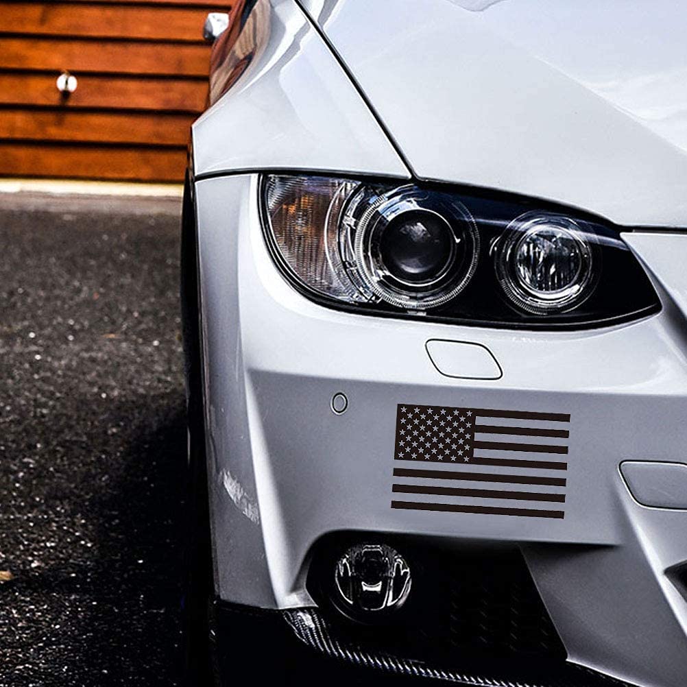 Die Cut Subdued Matte Black American Flag Sticker 3' X 5' Tactical Military Flag USA Decal Great for Car, Hard Hat. Car Vinyl Window Bumper Decal Sticker (1 Pair)