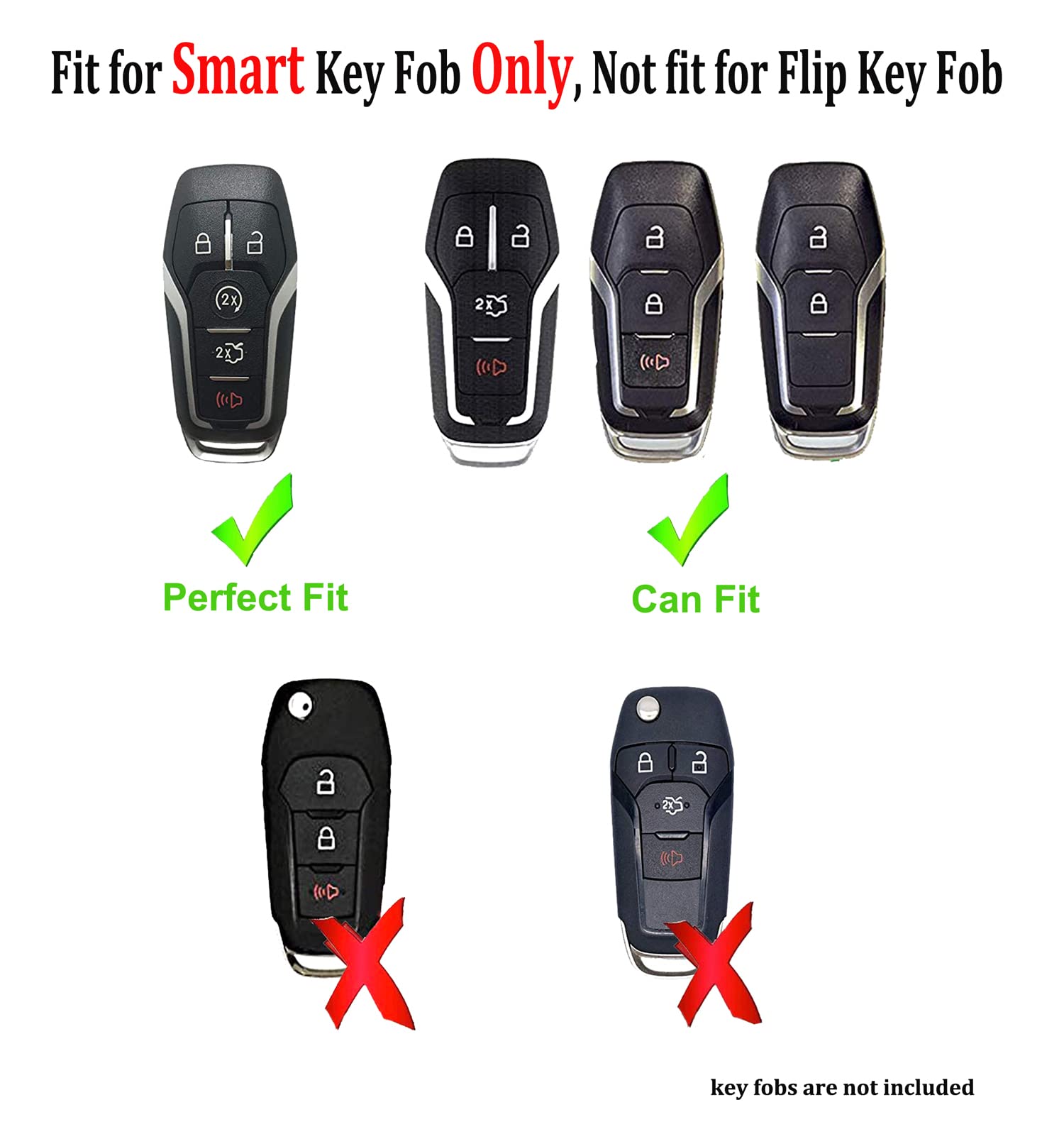 Arruweer Key Fob Cover For Ford Soft Tpu Smart Key Fob Case Holder Protector Compatiable With Ford Fusion Mustang F150 Edge Expl