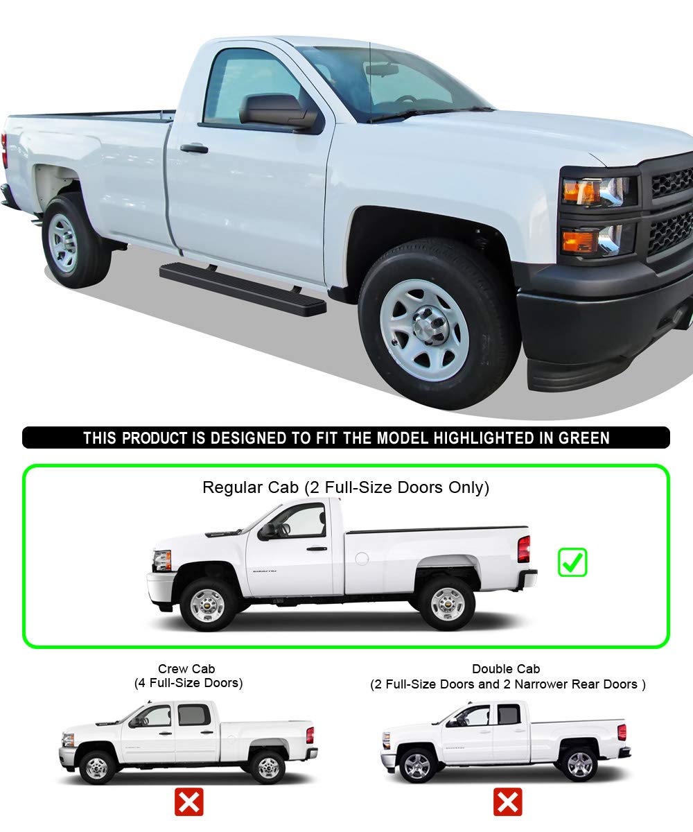 APS Running Boards Side Steps Compatible with Chevy Silverado GMC Sierra 2007-2018 Regular Cab & 2500 3500 2019 (Exclude 07 Clas