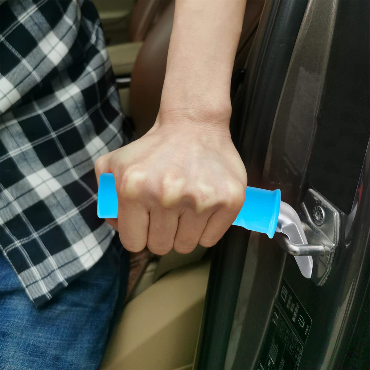 Valorcielo Auto Cane Portable Vehicle Support Handle,Blue Car Door Assist Bar,Supports Up To 300 Pounds
