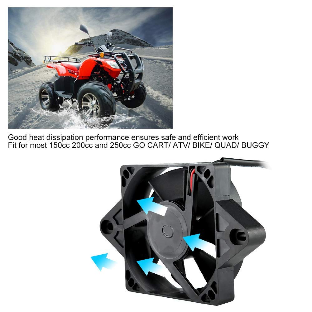 Acouto Motorcycle Radiator Fan Electric Engine Cooling Fan 12V ATV Cooling Fan Radiator Universal for Motorcycle ATV Go Kart Qua
