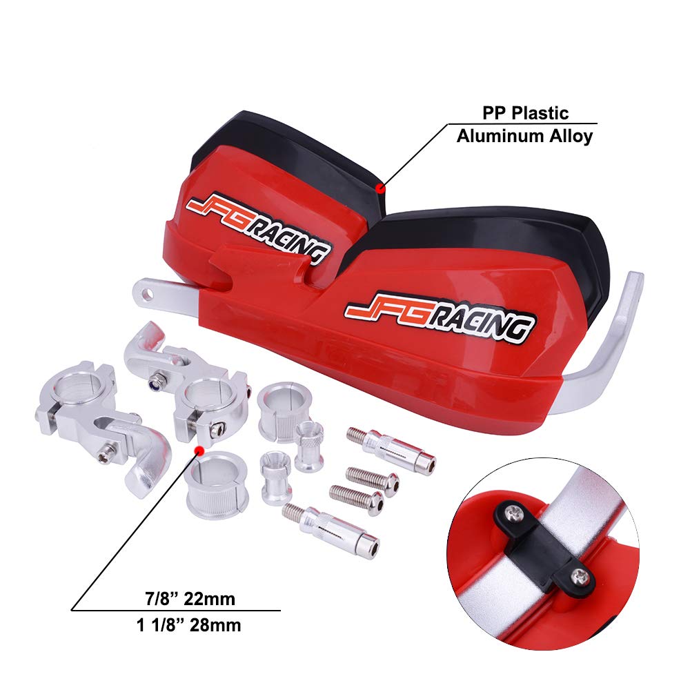 Jfg Racing Handguards Dirt Bike Hand Guards - Universal For 7/8In And 1 1/8In Handlebar - For Dirt Bike For Motocross Enduro Supermoto(Red)