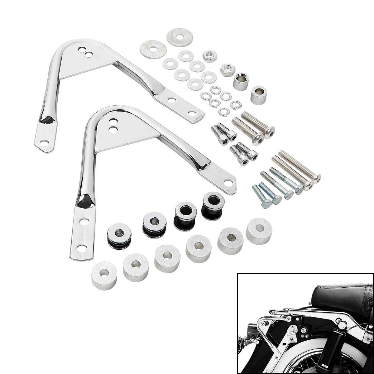 Detachable Two Up Luggage Rack Docking Hardware Kit Compatible With Harley Touring 1997-2008 (Replace Part Number 53804-06)