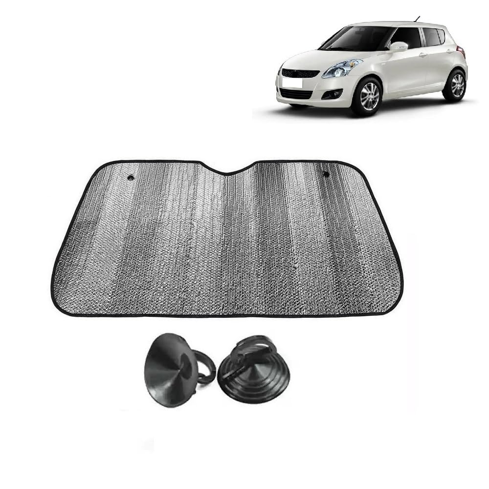 Car Windshield Sun Shade UV Rays Protector Silver Sunshade Solar Reflective suitable for Maruti Suzuki Swift