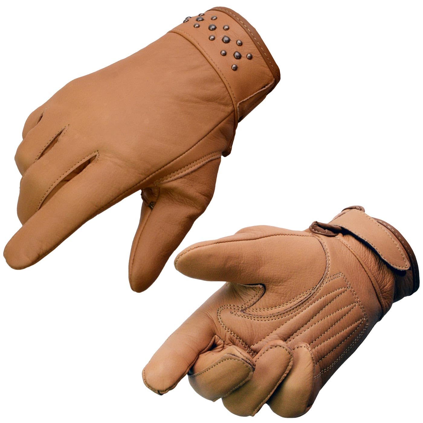 Milwaukee Leather MG7760 Women's Saddle Leather Gel Palm Lightweight Motorcycle Hand Gloves W/Stylish Wrist Detailing - XX-Large