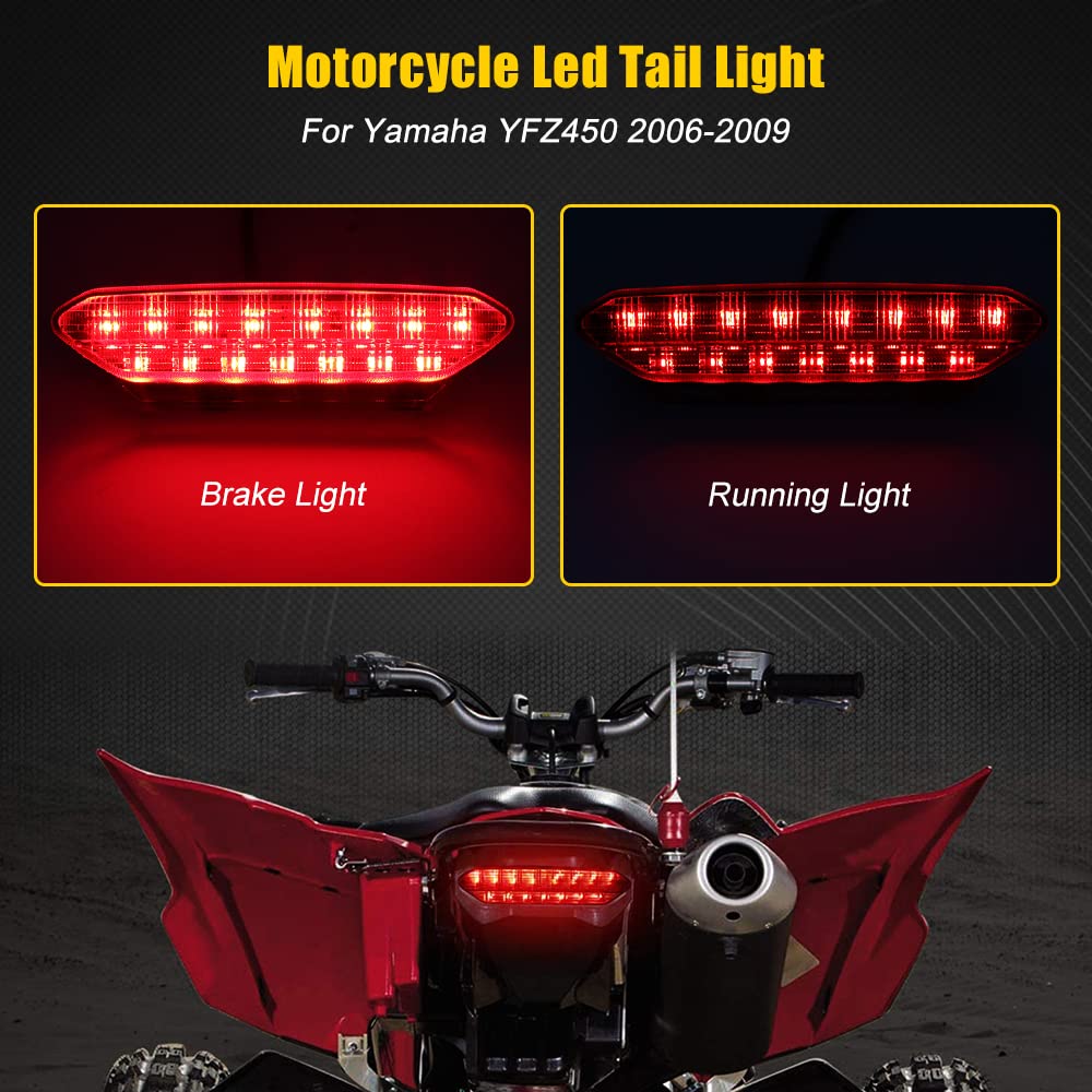 Akmties Yfz450 Led Tail Light Brake Rear Light For Atv 2006-2009 Yamaha Yfz 450(Smoked 1Pcs)