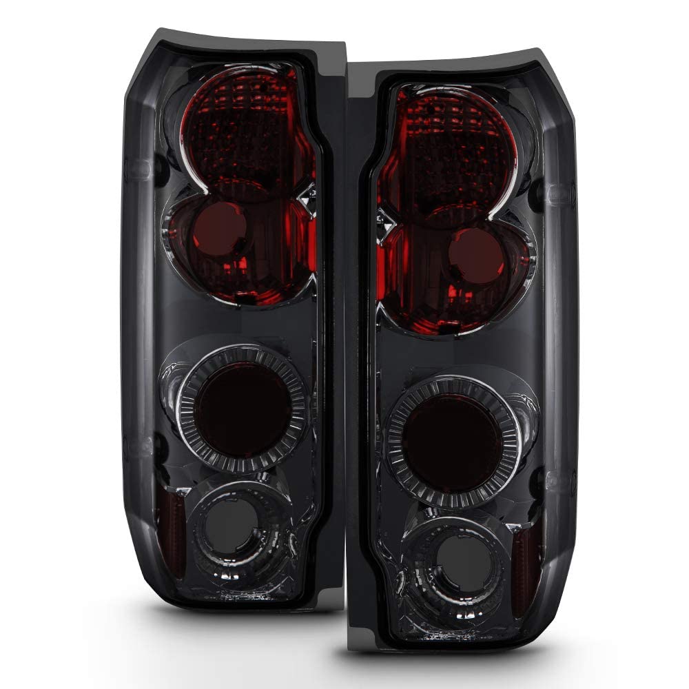 Acanii - For 1987-1996 Ford F150 F250 F350 Bronco Smoked Rear Tail Lights Brake Lamps Pair Driver & Passenger Side