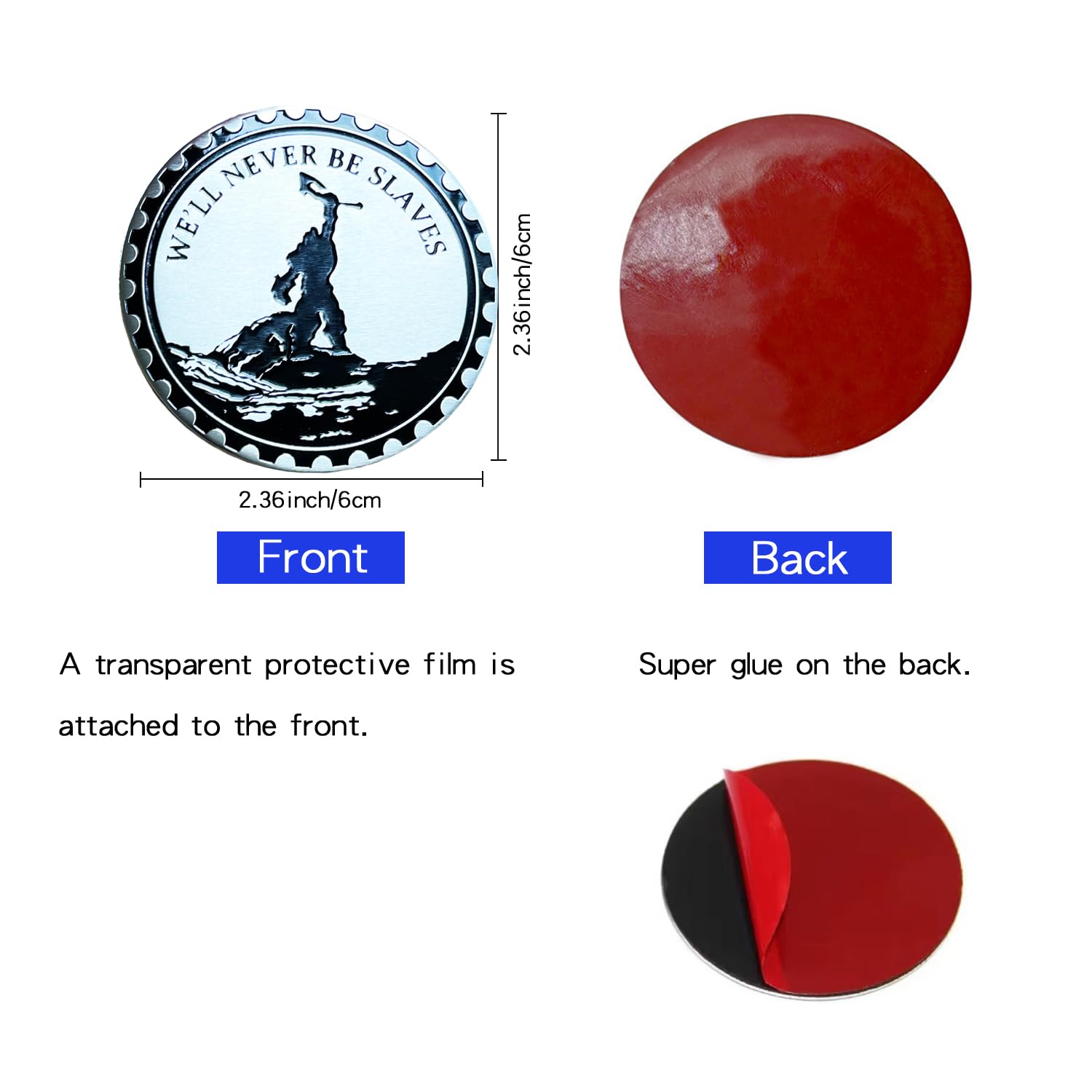 2 Pcs Car Emblem, 4 X 4 Metal Automotive Badge, 3D Round Metal Car Badges Emblems, Car Badge Decals Stickers Compatible With Jee