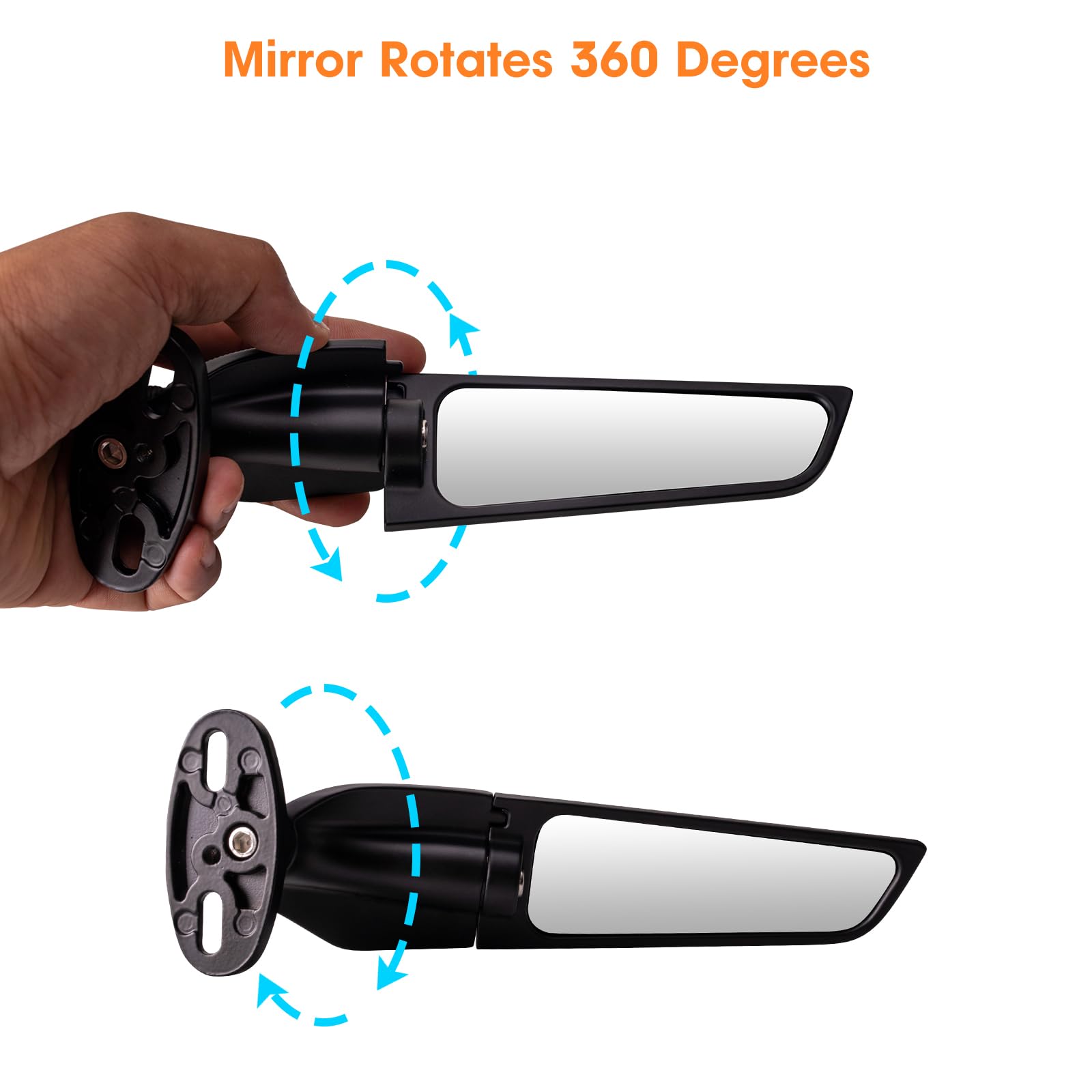 Lwlusup Racing Motorcycle Rear View Mirrors, 360° Rotating Stealth Mirrors Compatible With Honda Cbr300R Cbr500R Cbr600Rr Cbr1000Rr, Kawasaki Ninja 300 400 650, Suzuki Gsxr 600 750, Yamaha, Ducati