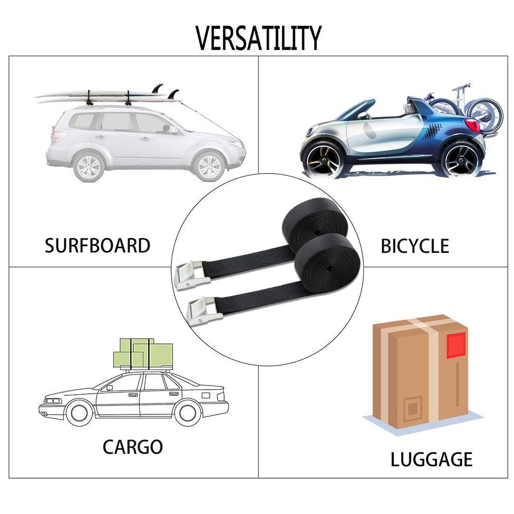 Xstrap Standard Cam Buckle Straps 6Pk 8Ft Powersports Tie-Downs 1-Inch Black Lashing Straps With Carry Bag, For Securing Cargo,