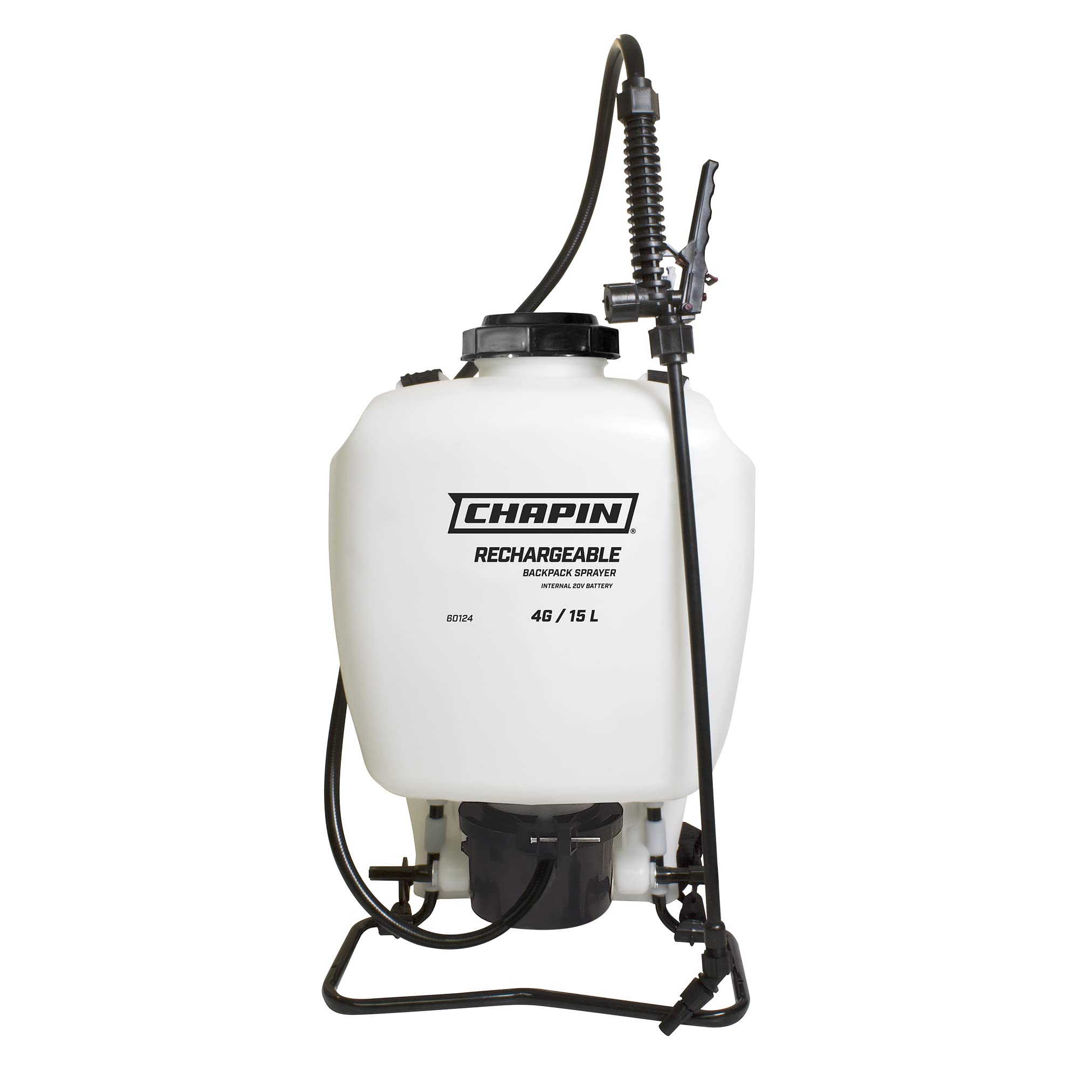 Chapin 60124: 4-Gallon Multi-Purpose Internal Battery Rechargeable Backpack Sprayer, Translucent White, Poly Tank