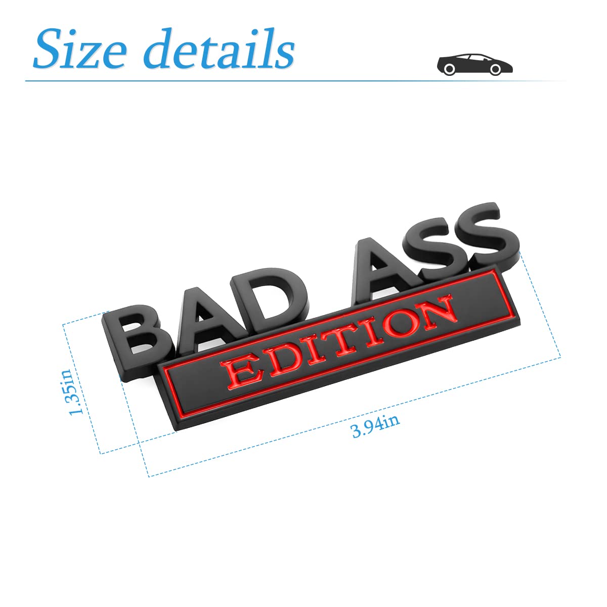 Car Bad Ass Edition Emblem, 3D Fender Badge Decal Car Sticker with 3M Adhesive, Auto Accessories for Tailgate Front Grille Hood