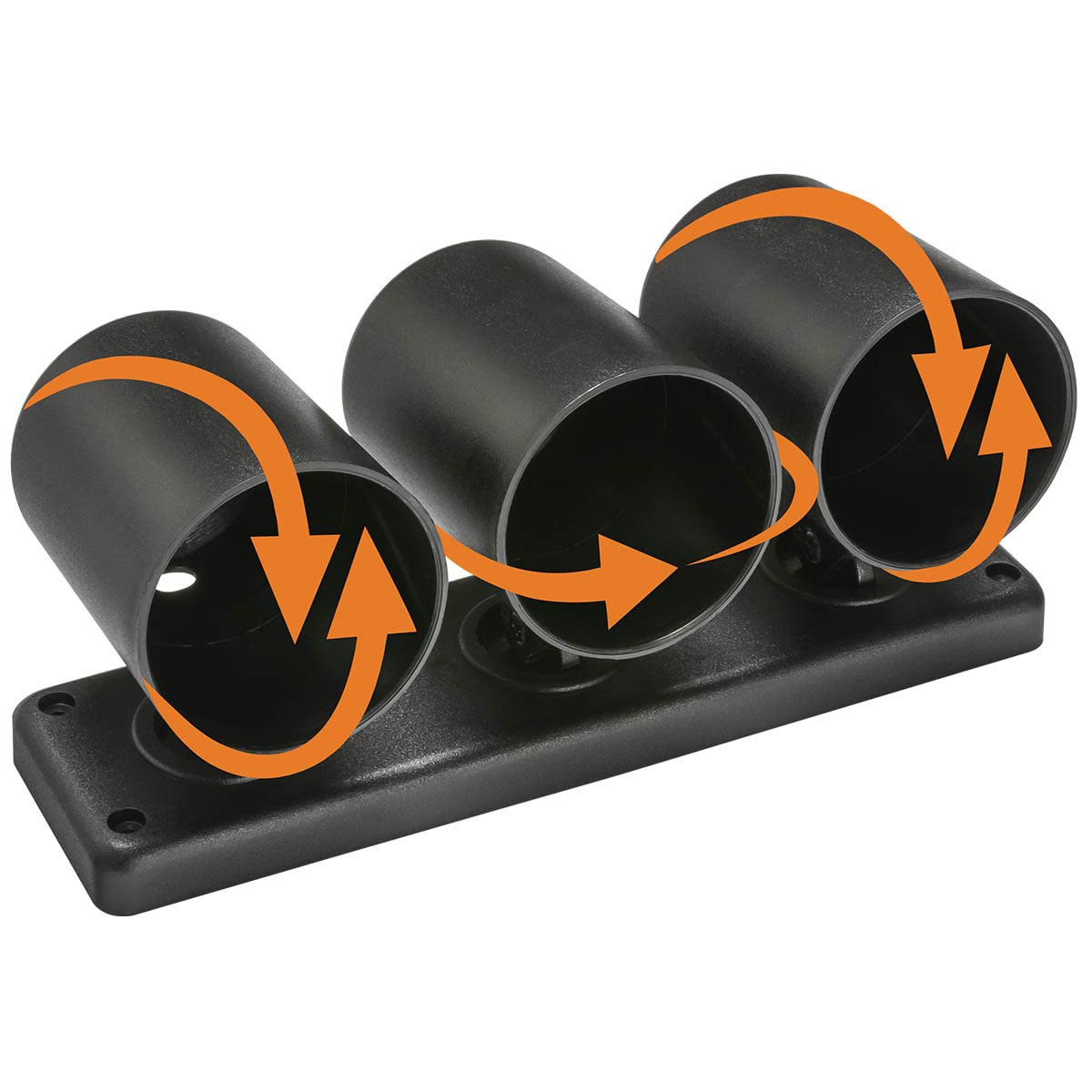 GlowShift Universal Black Triple Gauge Swivel Dashboard Pod - Fits Any Make/Model - Swivels 360 Degrees - ABS Plastic - Mounts (3) 2-1/16&quot; (52mm) Gauges to Vehicle's Dash