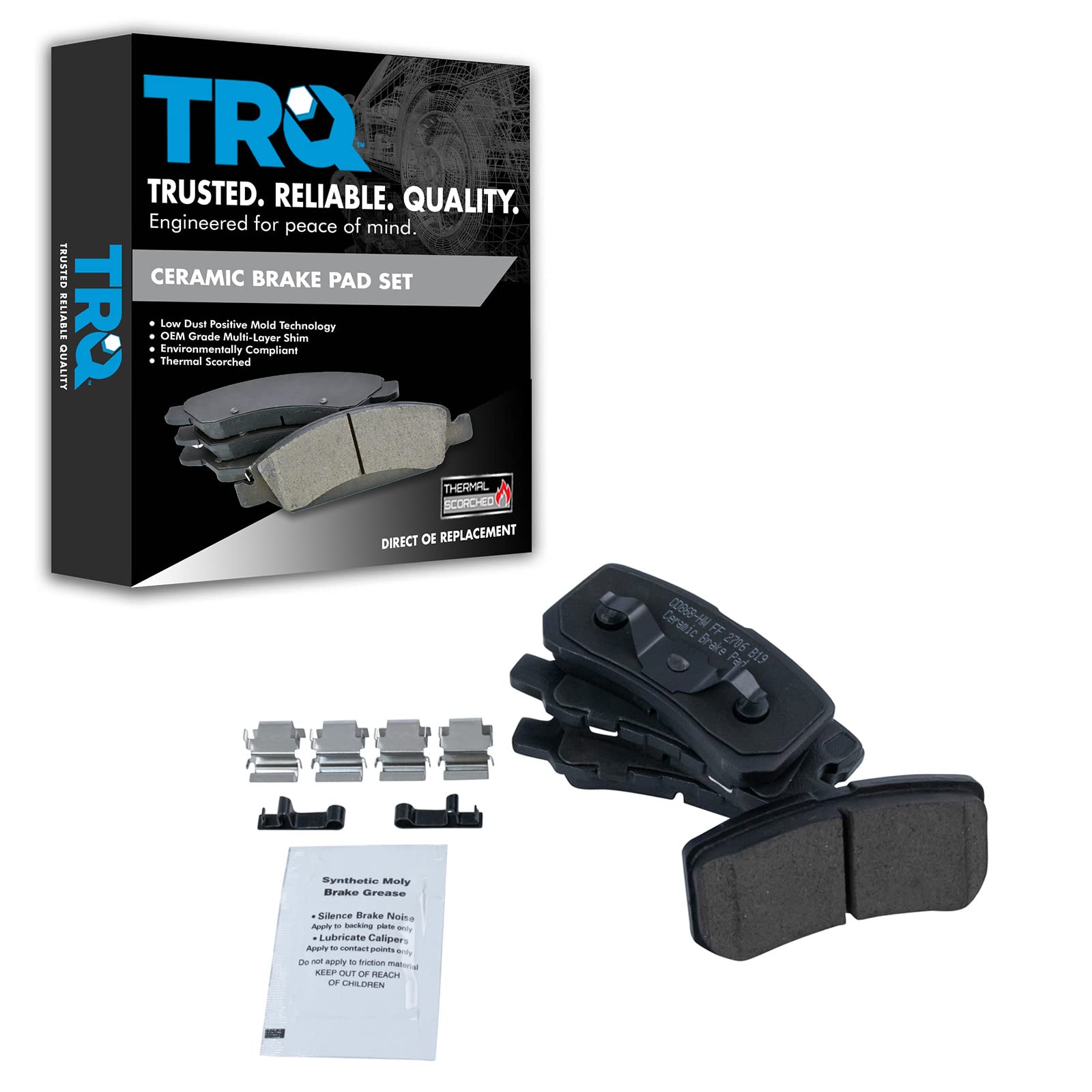 TRQ Rear Posi Ceramic Brake Pad Kit Set for 2011-2014 200/2008-2014 Avenger / 2008-2009 Caliber / 2007-2017 Compass / 2004-2011 