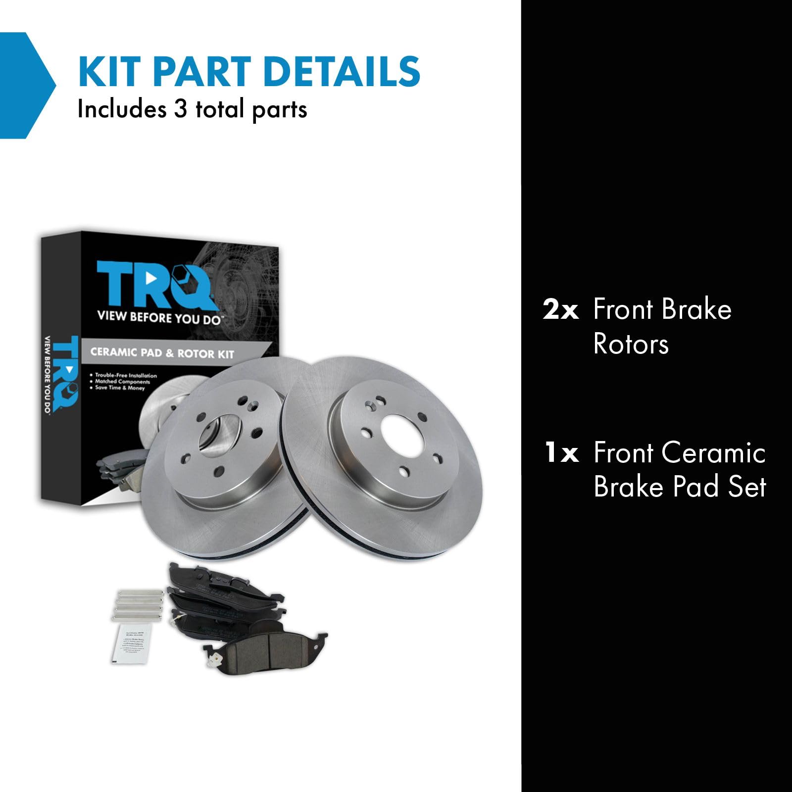 Trq Front Brake Pad & Rotor Kit Brake Pads Brake Rotor Ceramic Compatible With 1998-2003 Mercedes-Benz Ml320 2003-2005 Ml350 199