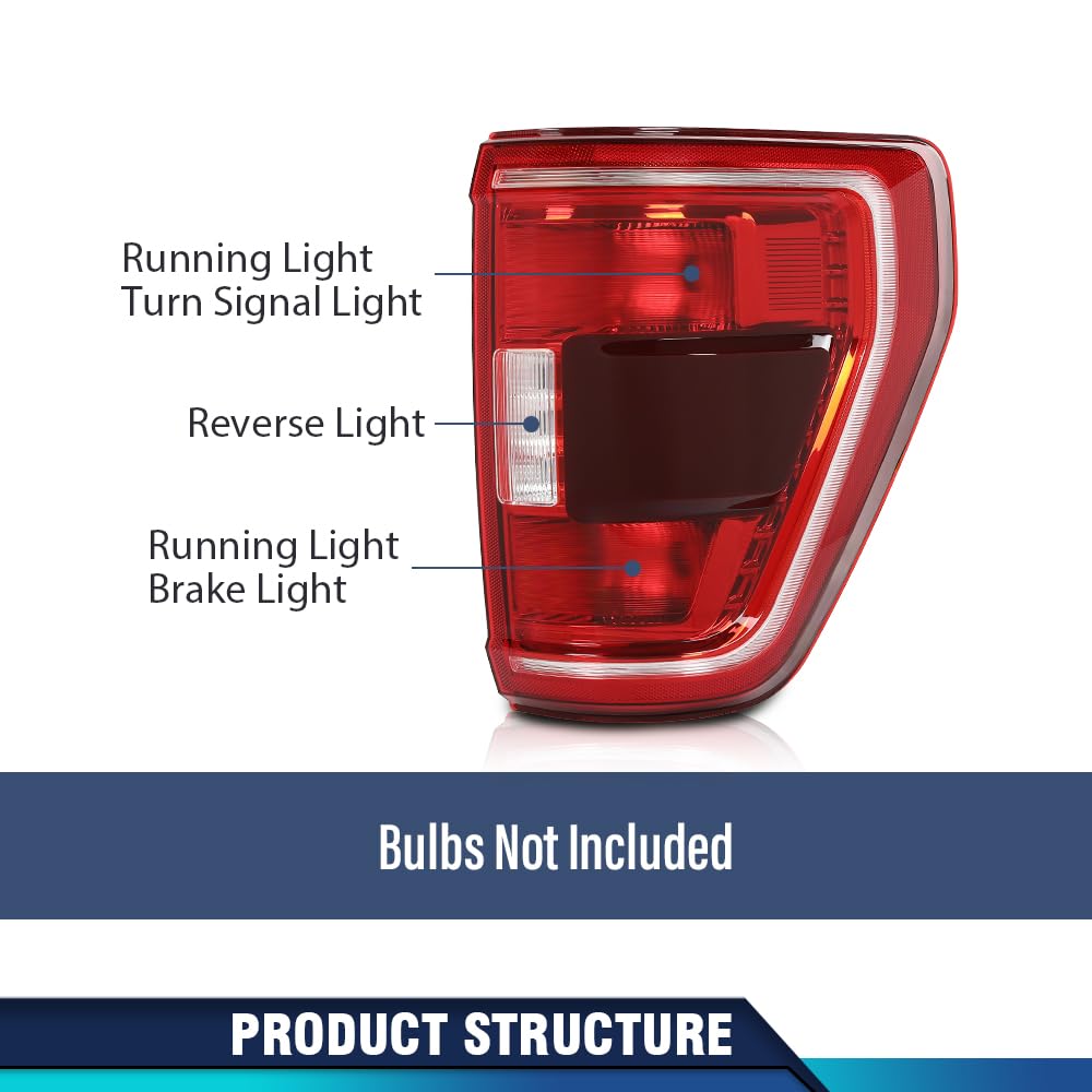 Pit66 Led Tail Lights Pair Compatible With 2021-2023 Ford F150 W/Factory Incandescent W/Blind Spot Tail Light Models Ml3Z-13405-