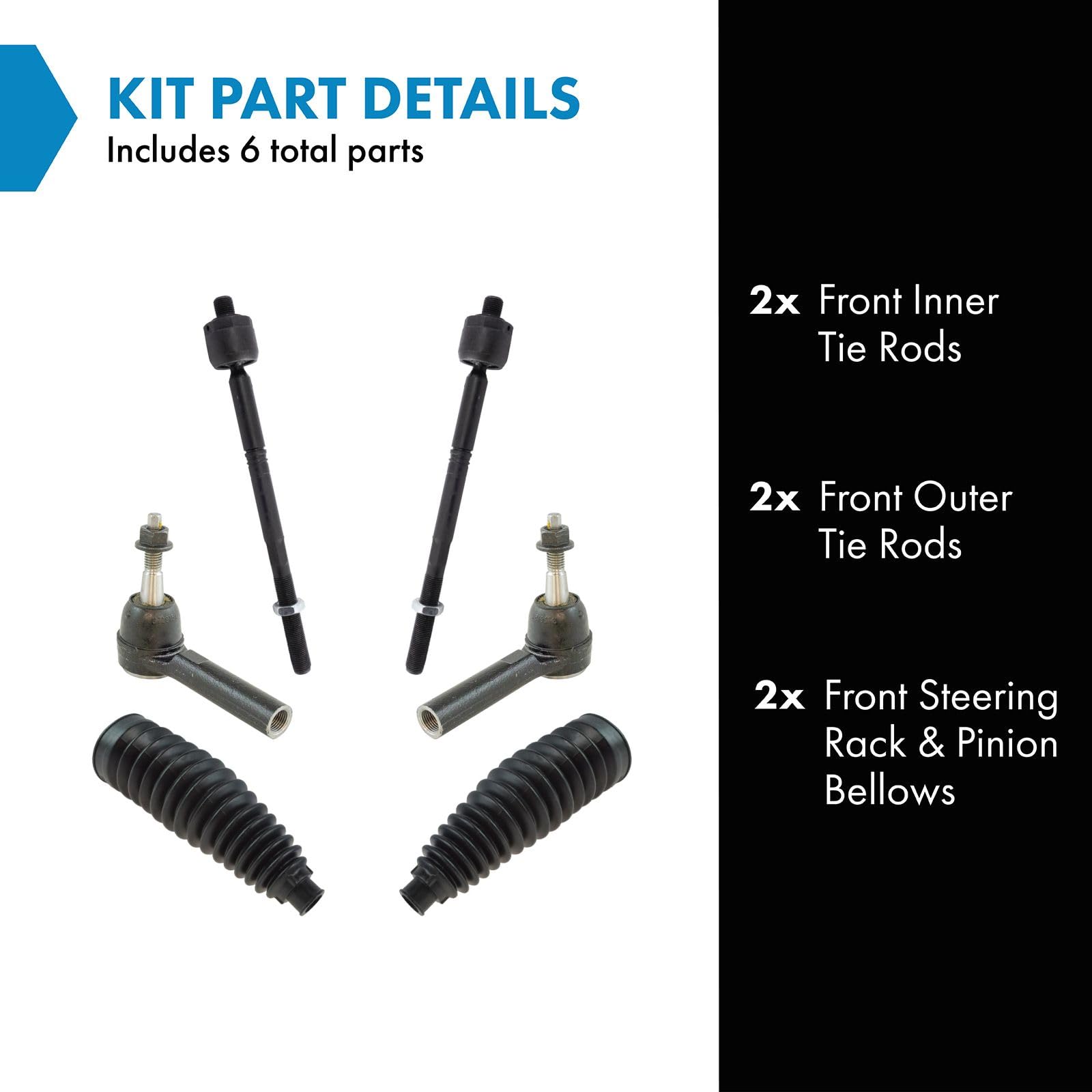 Trq Front Steering Kit Steering Rack & Pinion Bellow Tie Rod Compatible With 2012-2017 Buick Verano 2011-2015 Chevrolet Cruze 20