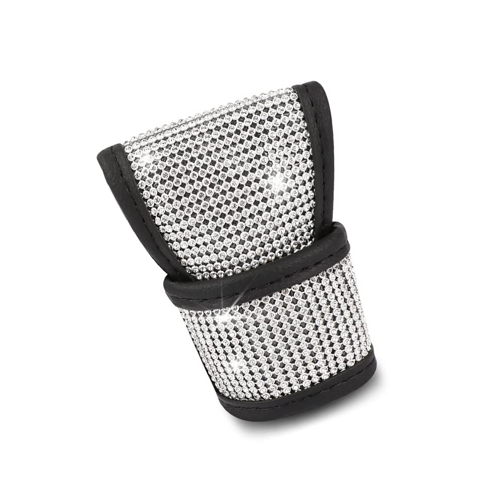 Vargtr Bling Bling Auto Gear Shift Knob Cover,Auto Shift Gear Cover With Crystal Glitter Bling Rhinestones,Car Knob Gear Stick Protector,Universal Vehicle Decoration Accessories (White)