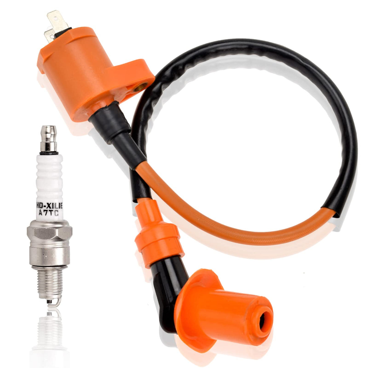 Mecotime Ignition Coil Spark Plug for GY6 50cc 70cc 90cc 110cc 125cc 150cc Automotive Racing 4-stroke Engine Motorcycle Honda Qu