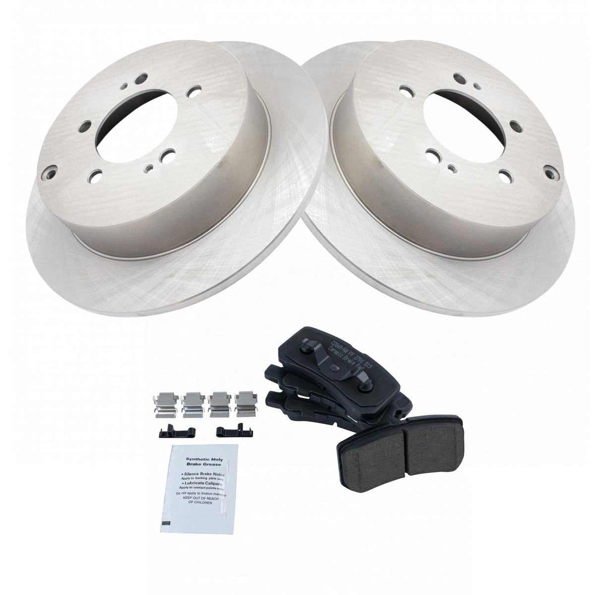 TRQ Rear Brake Pad & Rotor Kit Brake Pads Brake Rotor Ceramic Solid Compatible with 2009-2015 Mitsubishi Lancer 2008-2013 Outlan