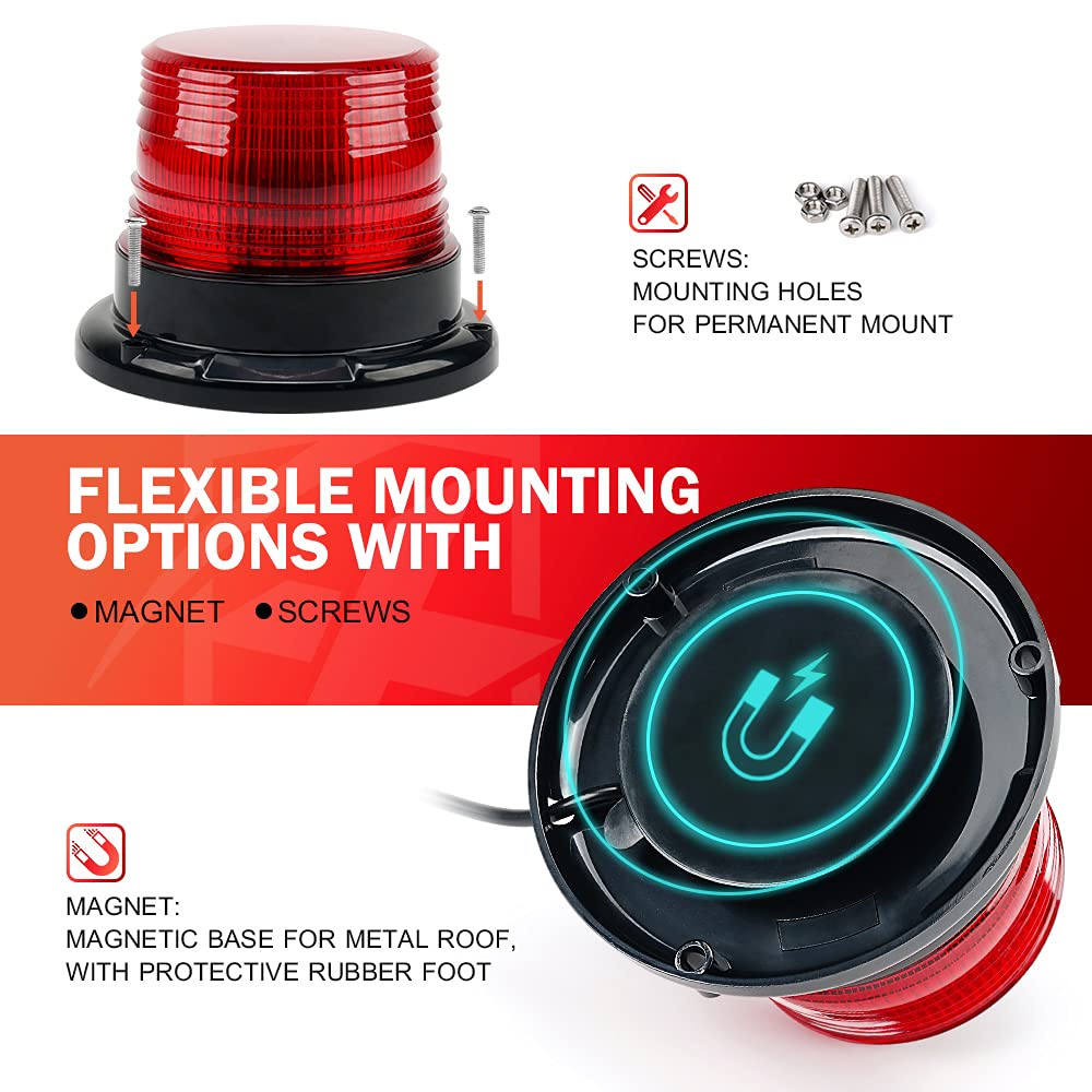 Xprite Led Beacon Light, Forklift Strobe Lights W/Magnetic Base For Construction Vehicles, Towtrucks, Security Patrol, Postal, G