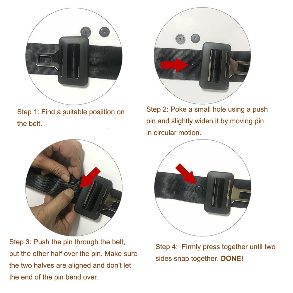 Y-Axis 5 X Seat Belt Button Buckle Clip Stop - Universal Fit Stopper Kit Light Grey (5 Sets)