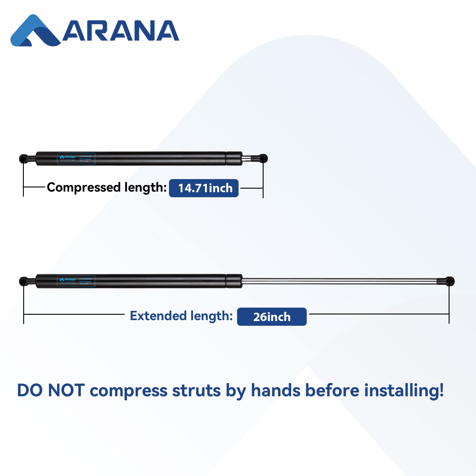 Arana Se263P150S10 26 Inch 150Lb Gas Struts Spring Shocks Sg214045 26'' 150Lb Lift Support For Truck Bed Tonneau Cover Tailer Do