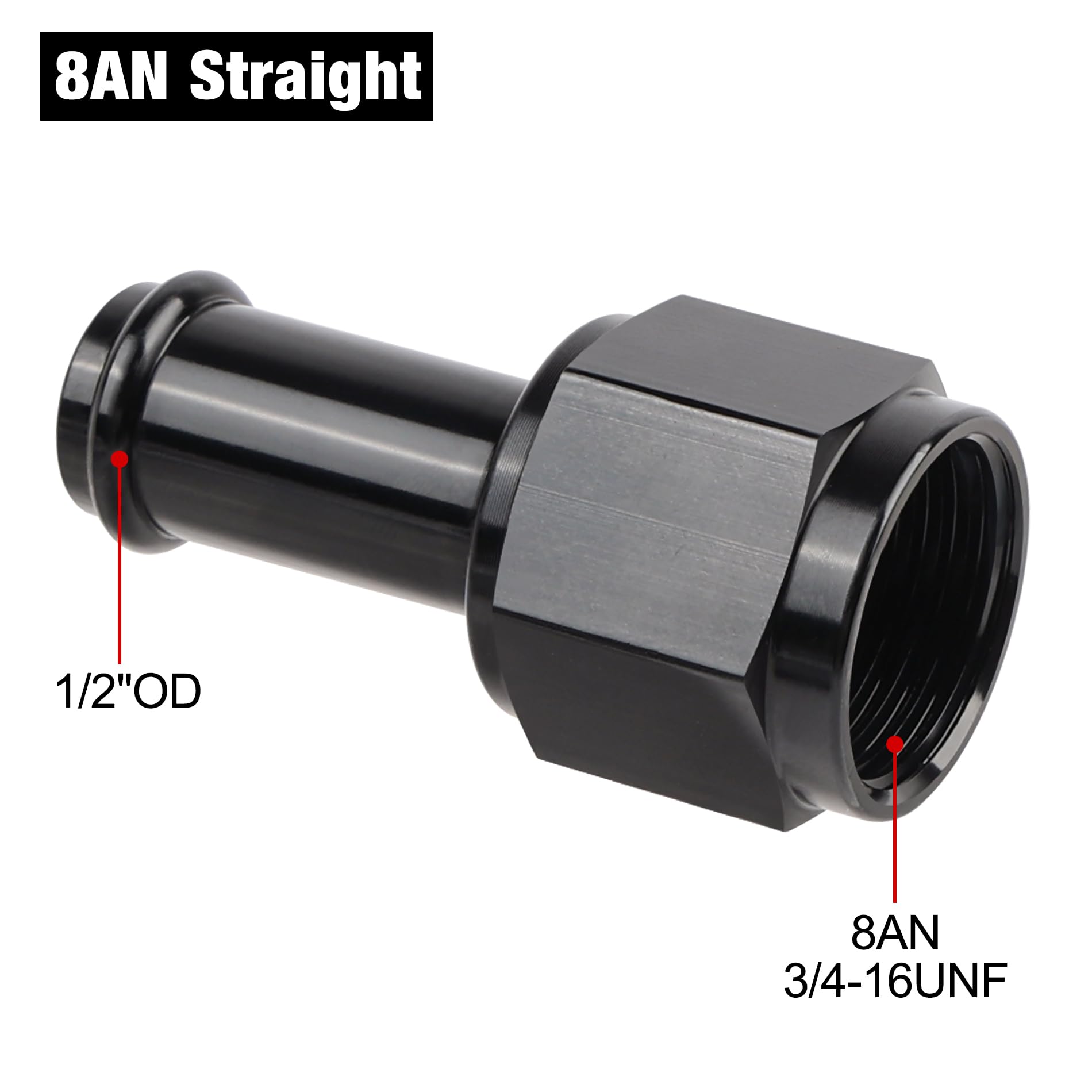 EVIL ENERGY 8AN Female to 1/2'' Barb Hose Fitting Straight Swivel 2PCS